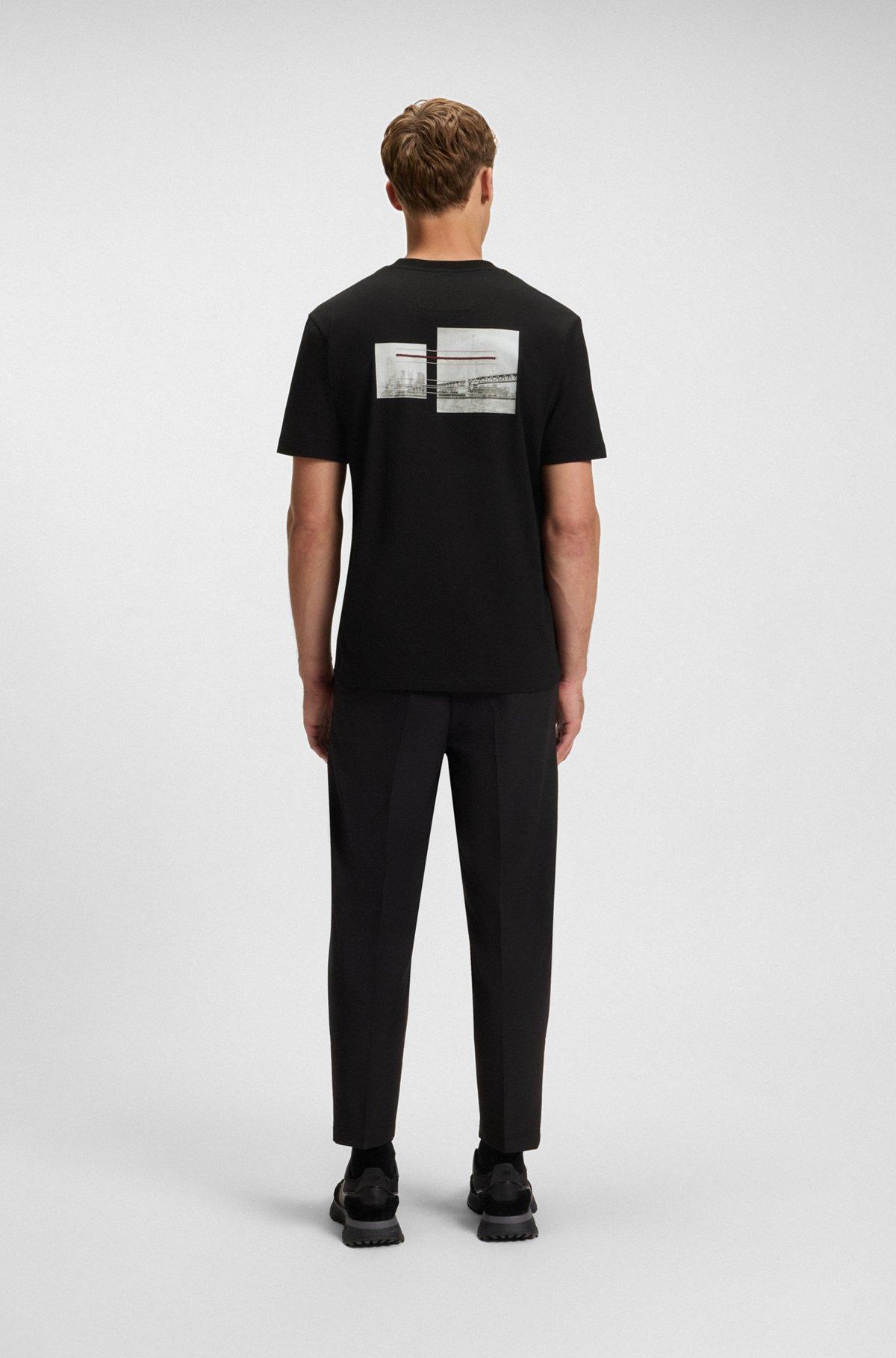 BOSS - Relaxed-fit T-shirt in stretch cotton with photo print - Black Product Image