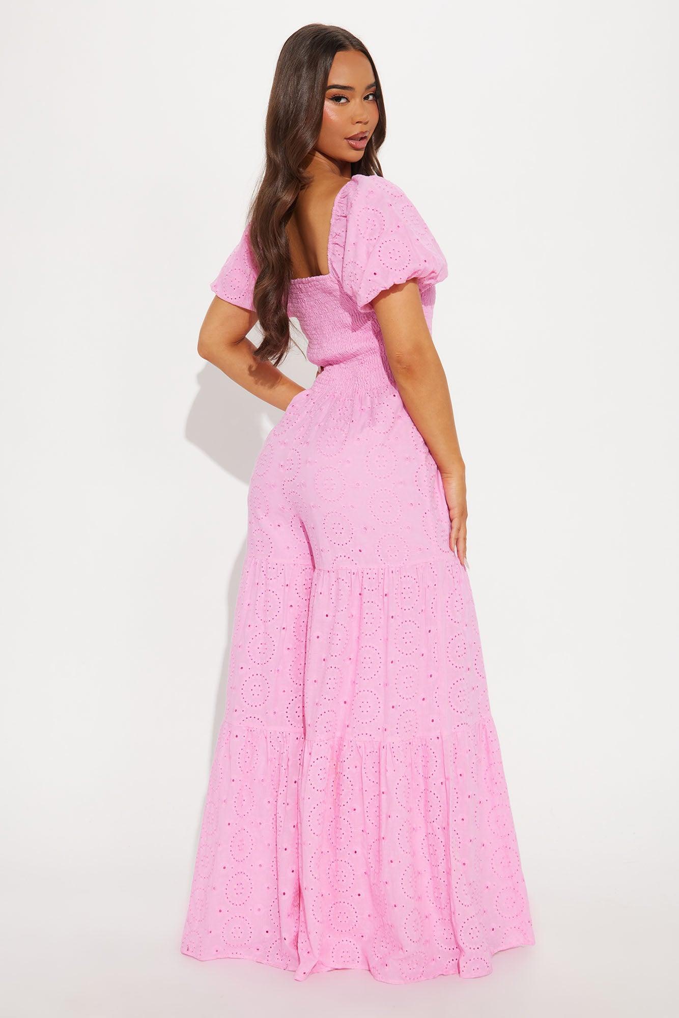 Marlena Eyelet Lace Jumpsuit - Pink Product Image