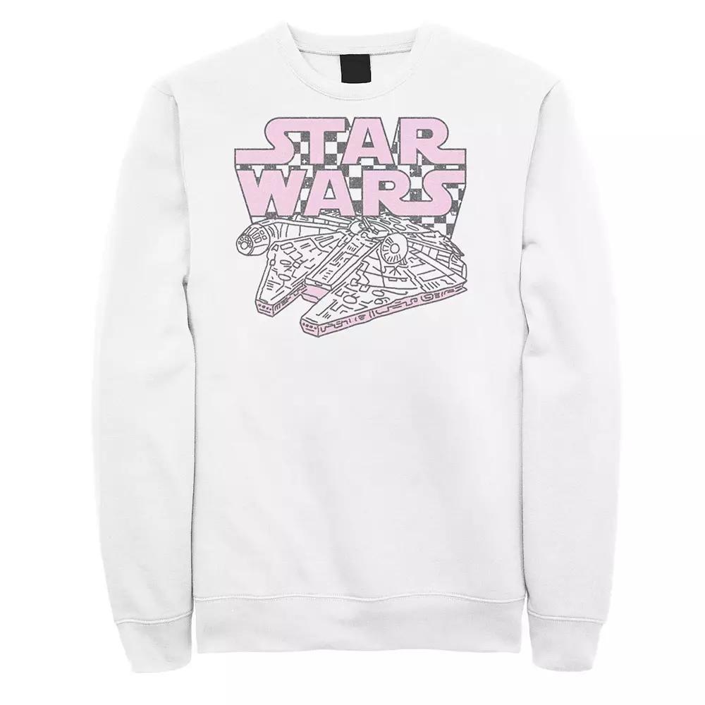 Men's Star Wars Millennium Falcon Checkered Logo Sweatshirt, Size: Medium, White Product Image