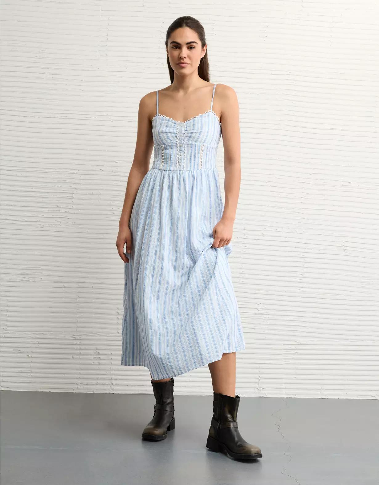 AE Catie Corset Button-Up Midi Dress Women's Product Image