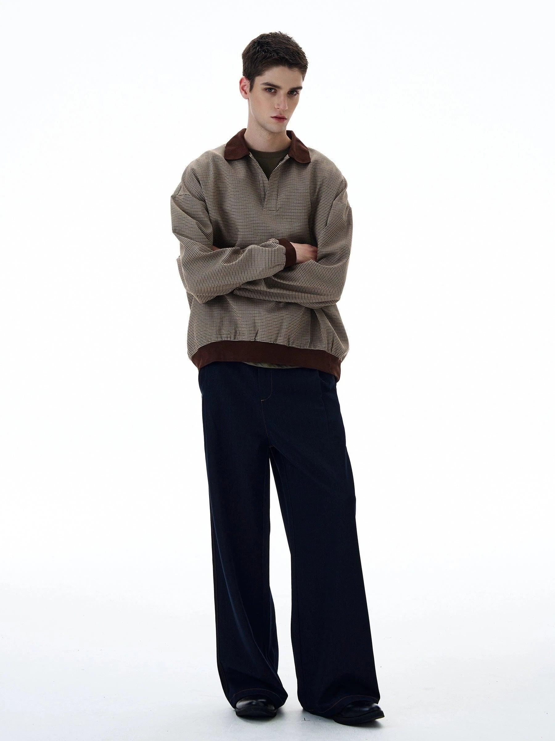 RT No. 20010 COLLAR GRID SWEATER Product Image