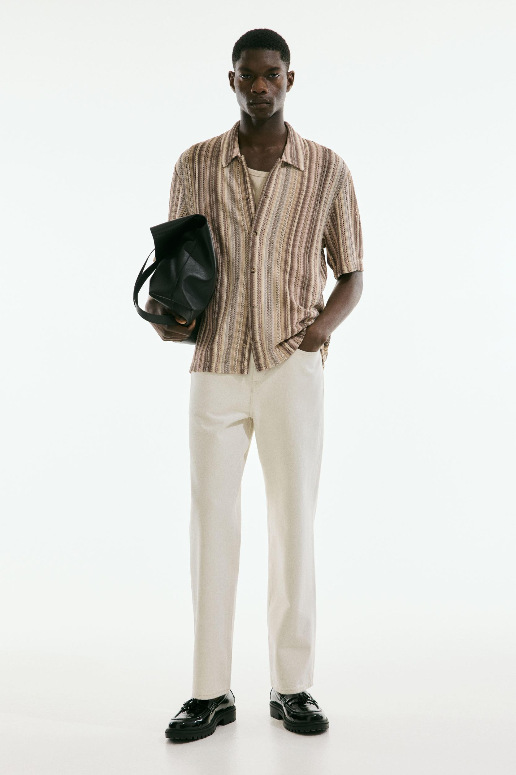Regular Fit Crochet-Look Shirt Product Image