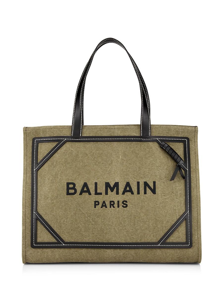 B Army Medium Shopper Tote Bag in Canvas with Leather Handles Product Image