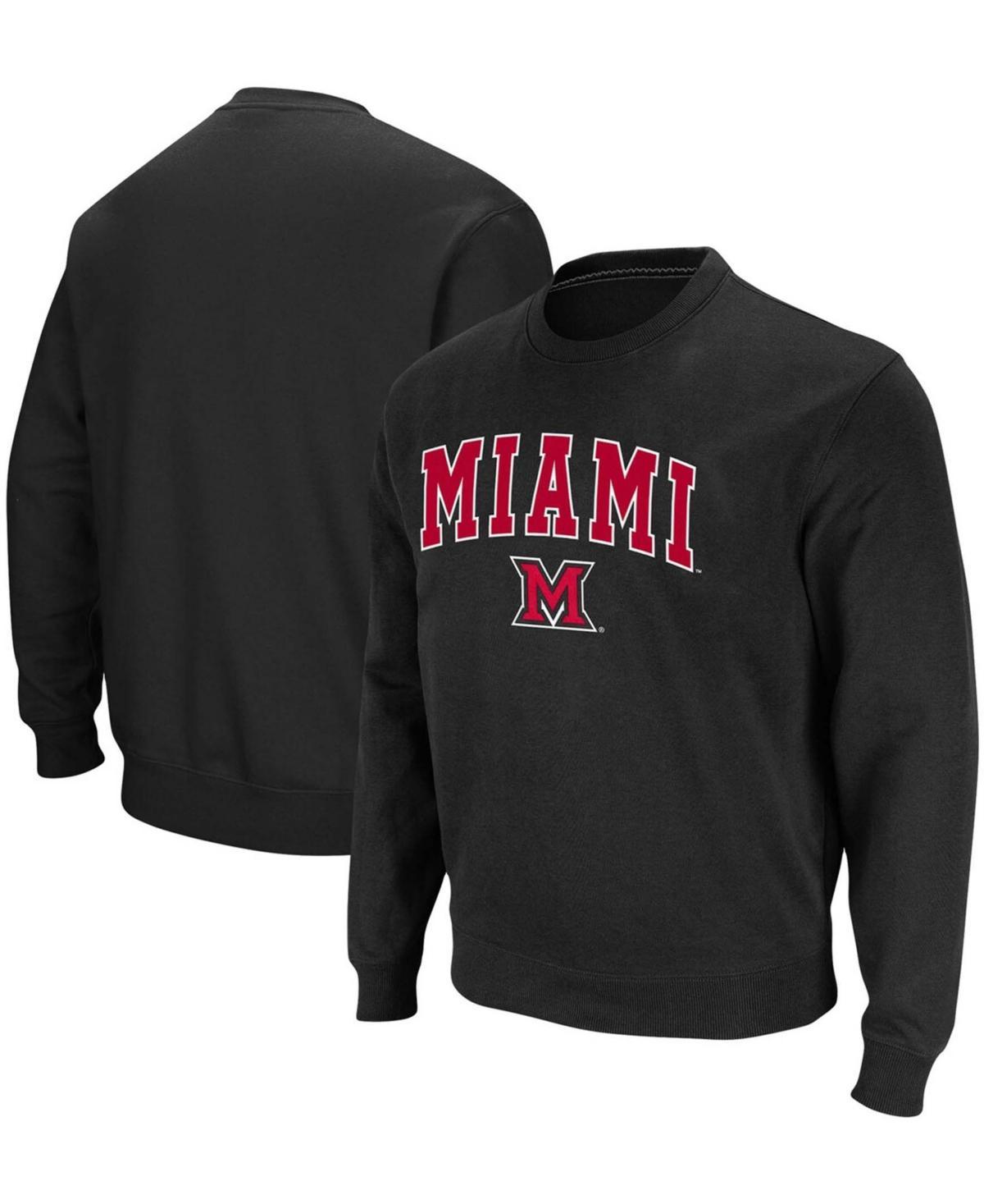 Men's Colosseum Heathered Gray Miami University RedHawks Arch & Logo Tackle Twill Pullover Sweatshirt, Size: 3XL, Moh Grey Product Image
