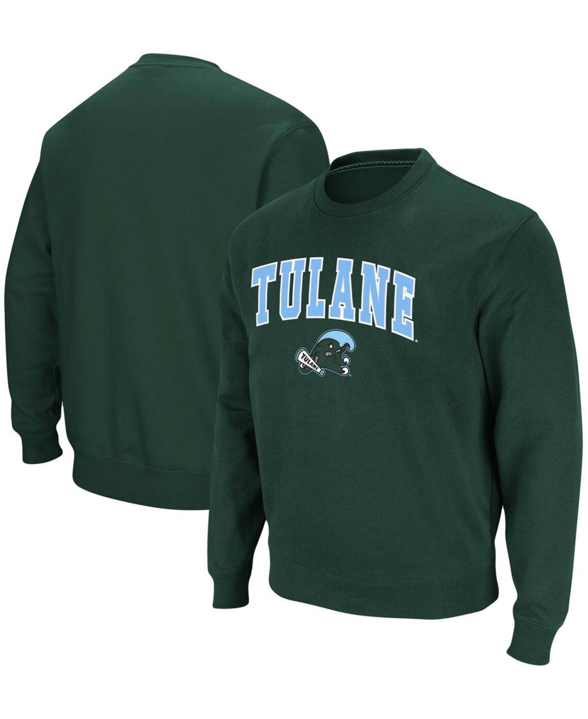 Men's Colosseum Green Tulane Green Wave Arch & Logo Tackle Twill Pullover Sweatshirt, Size: Large, Nc2 Green Product Image