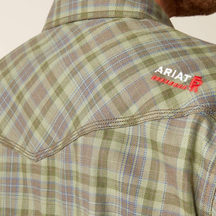 Ariat® Men's L/S Lichen Plaid FR Sawtooth Retro Fit Snap Work Shirt Product Image