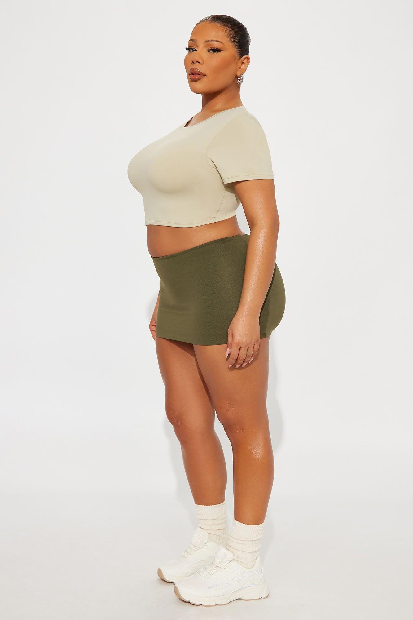 Second Skin Double Lined Super Cropped Tee - Stone Female Product Image