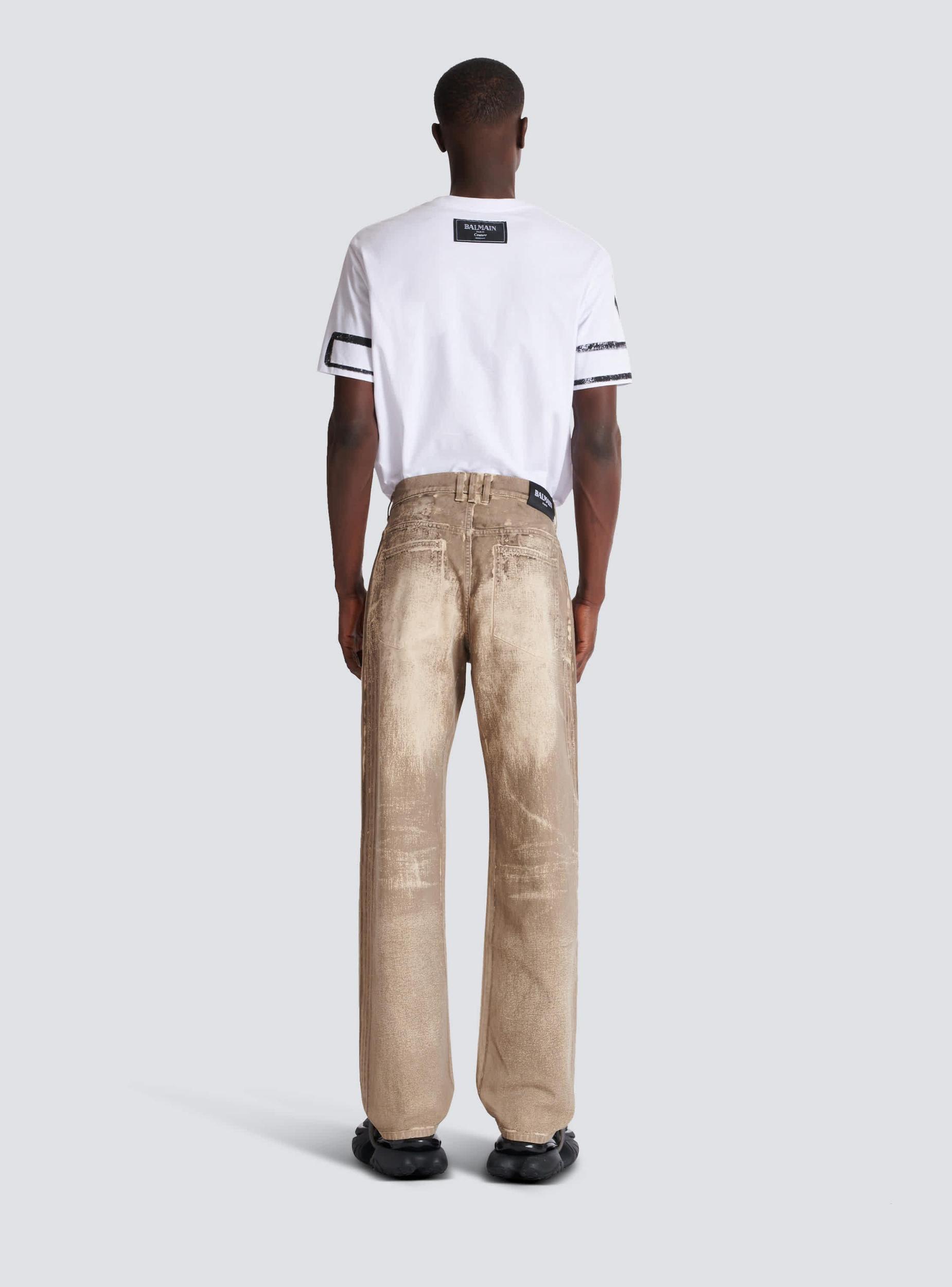 Loose-fit beige denim jeans Product Image