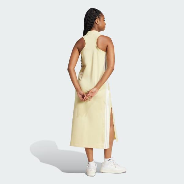 Women's adidas 3-Stripes Long Racerback Sportswear Dress, Size: XS, Clear Pink White Product Image