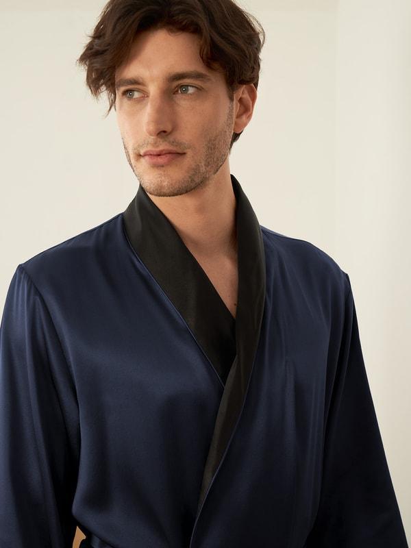 Black Collar Silk Robe Product Image