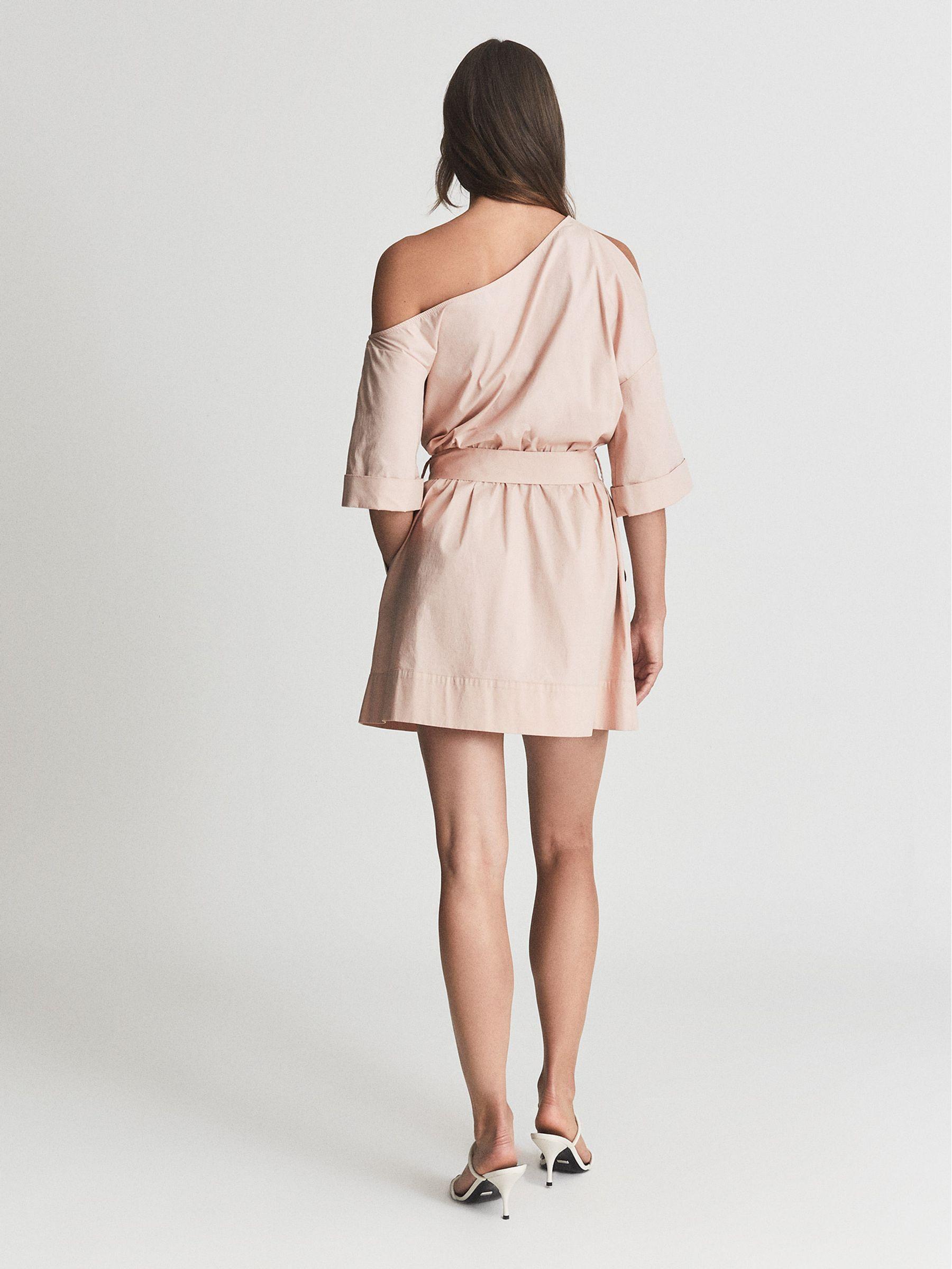 One Shoulder Mini Dress in Nude Product Image