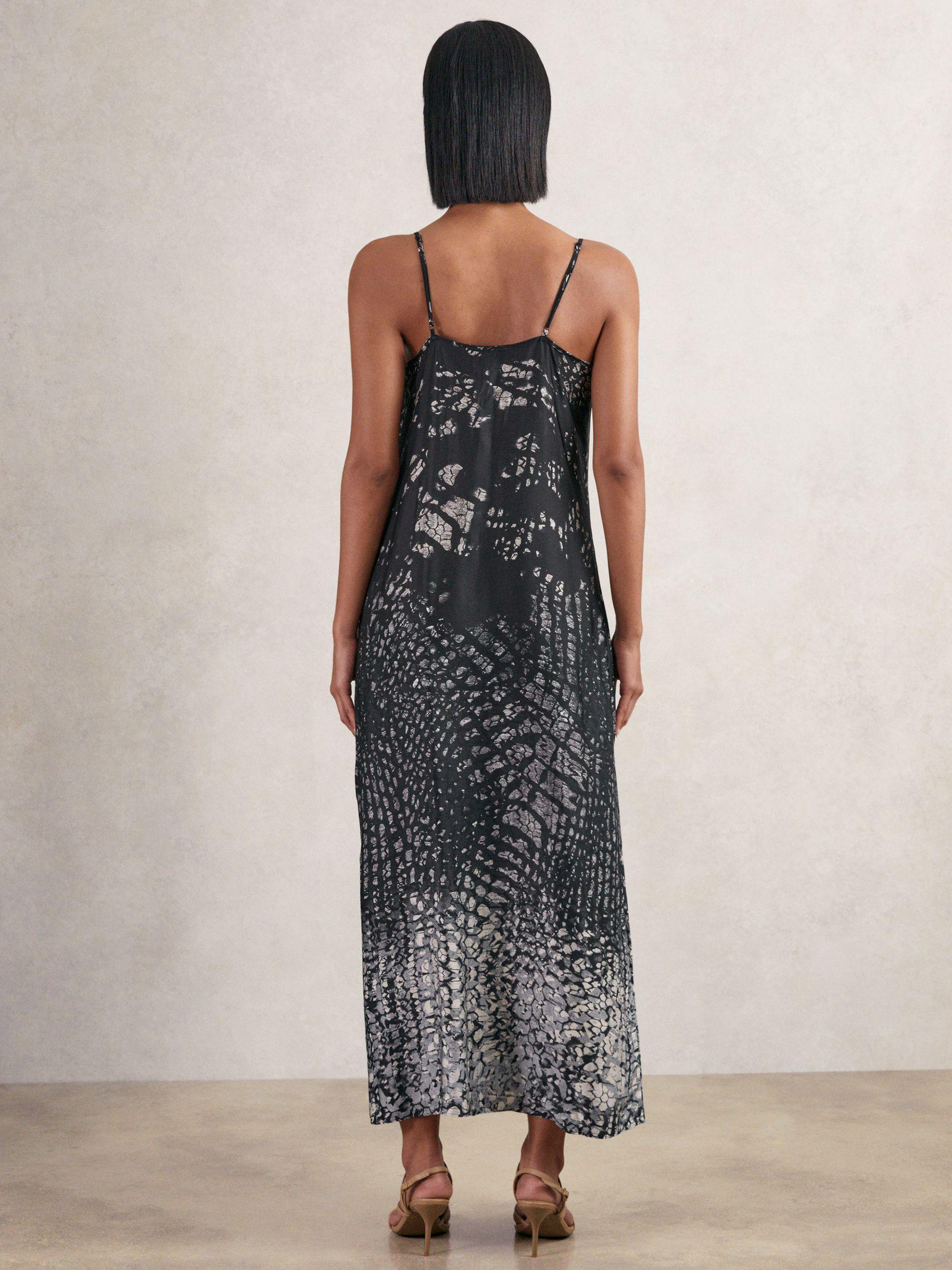 Printed Maxi Slip Dress in Navy Product Image