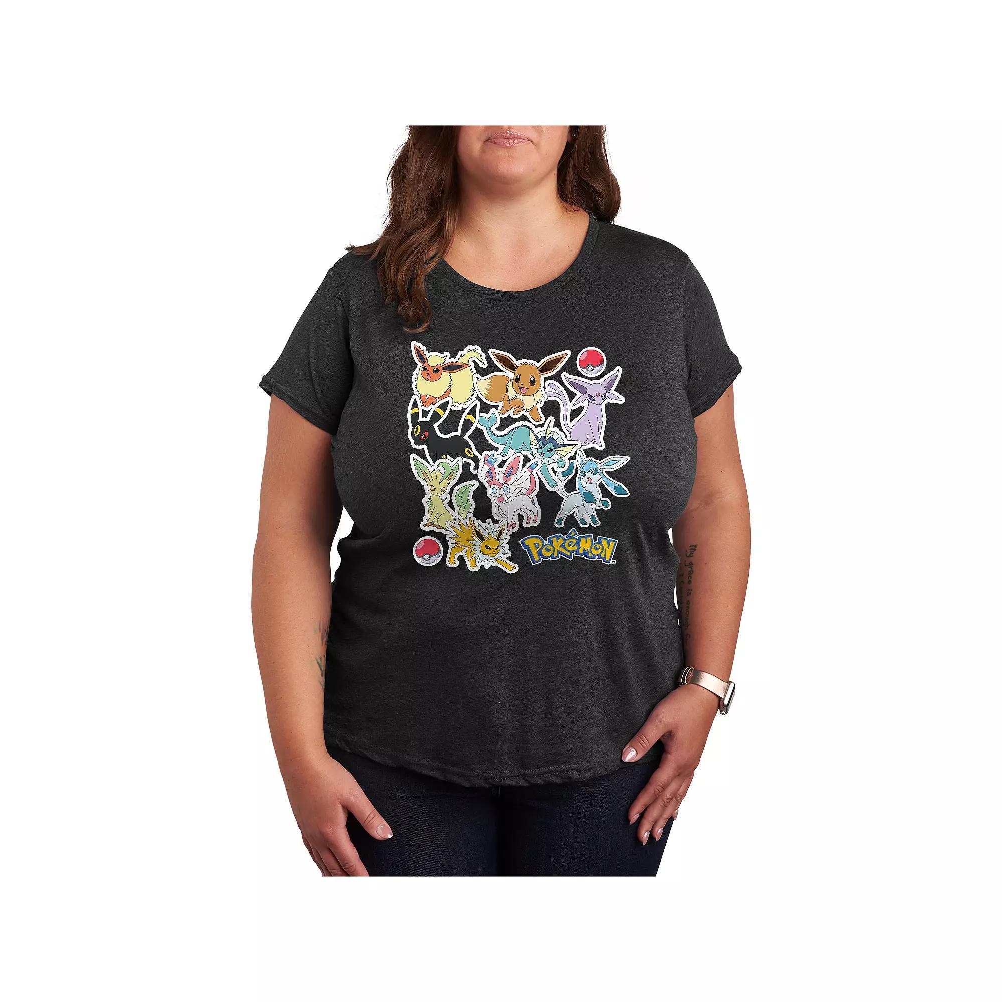 Womens Pokemon Eeveelution Stickers Tee Grey Blue Product Image