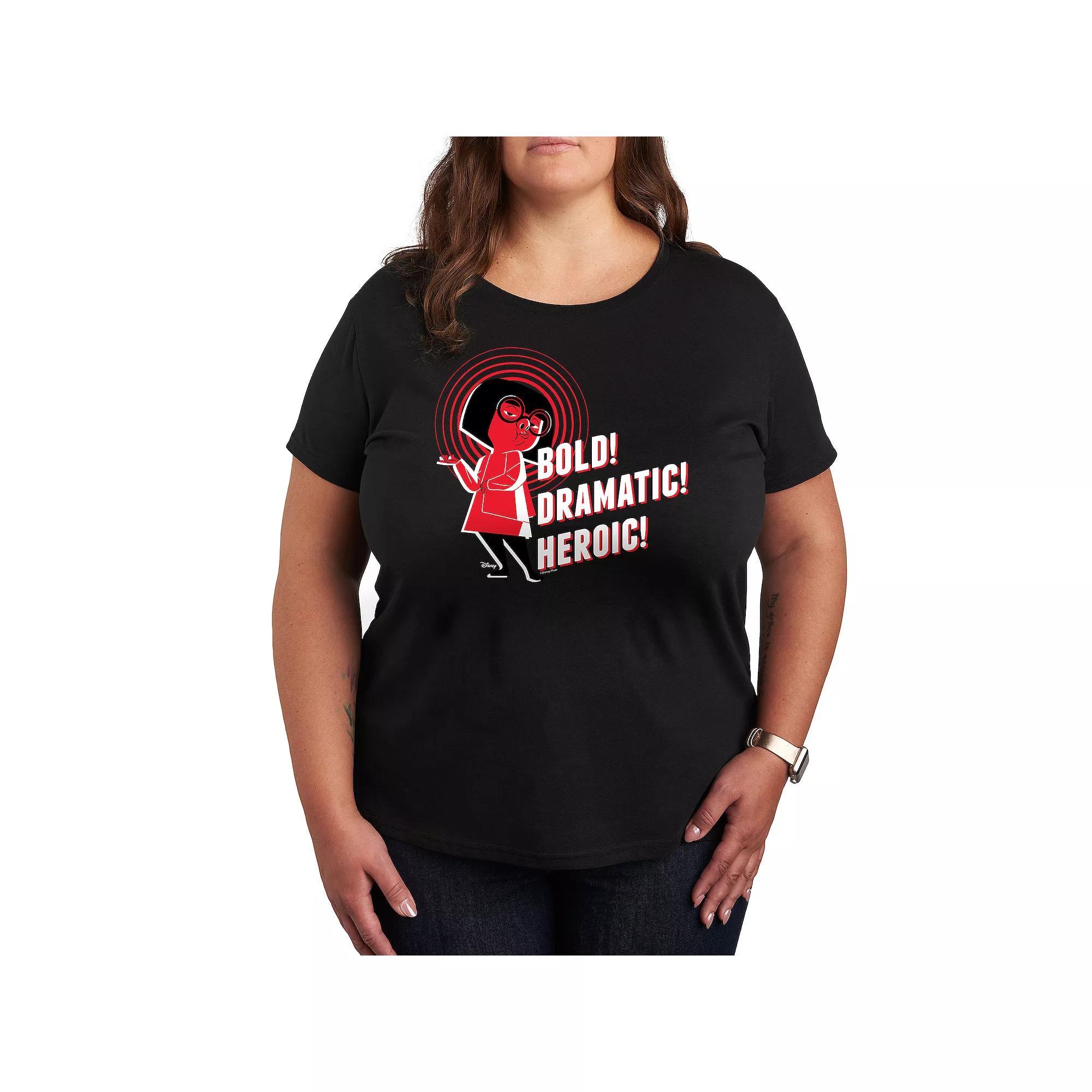 Disney / Pixars The Incredibles Plus Bold Dramatic Graphic Tee, Womens Grey Royal Blue Product Image