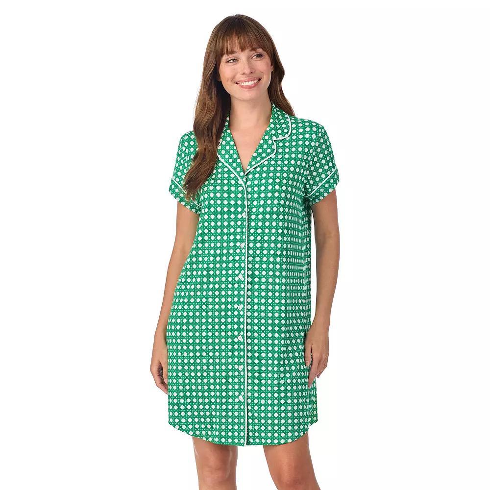 Womens Draper James Printed Cozy Short Sleeve Notch Collar Sleepshirt Product Image