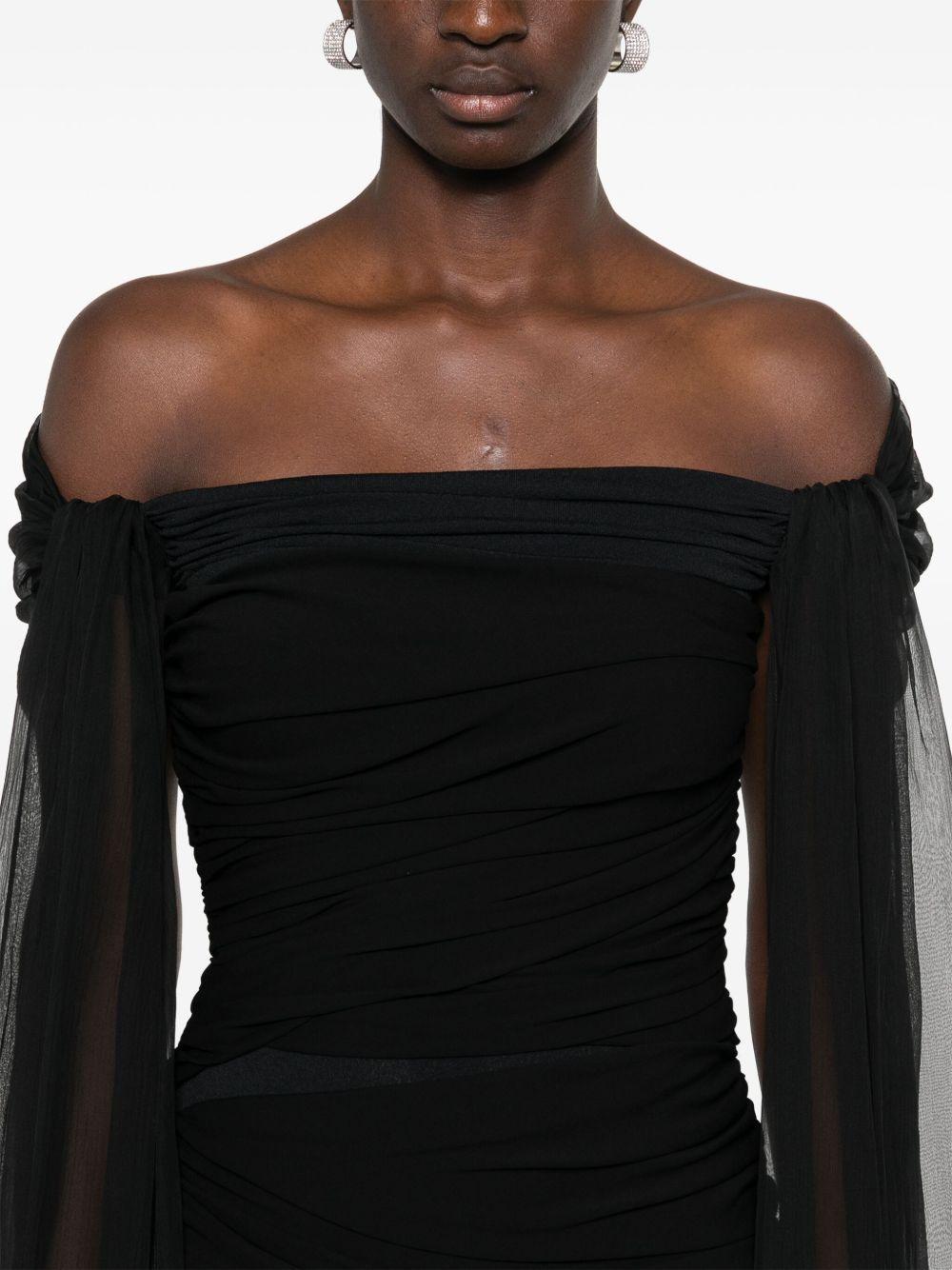 off-shoulder draped mini dress Product Image