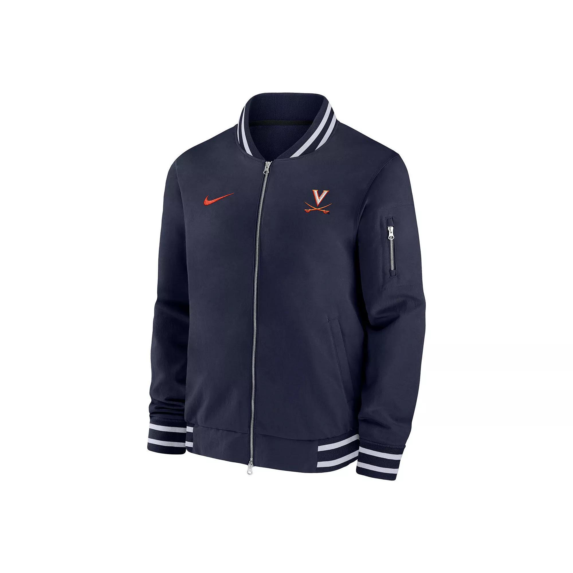 Mens Nike Virginia Cavaliers Full-Zip Bomber Jacket Blue Product Image