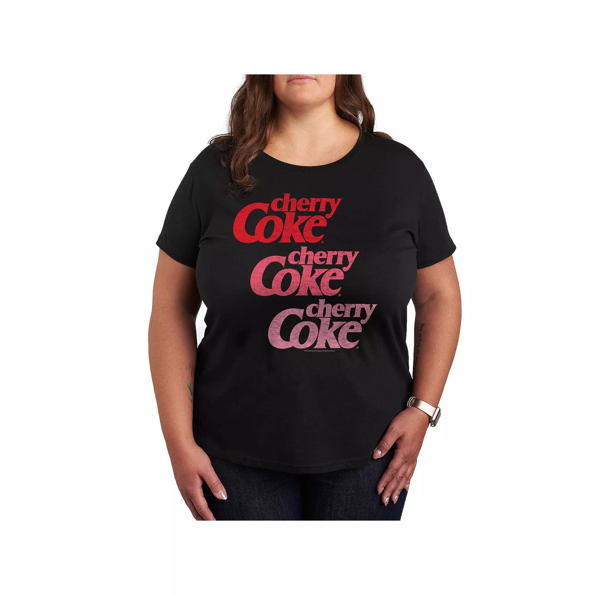 Plus Cherry Coke Ombre Logo Repeated Graphic Tee, Womens Product Image