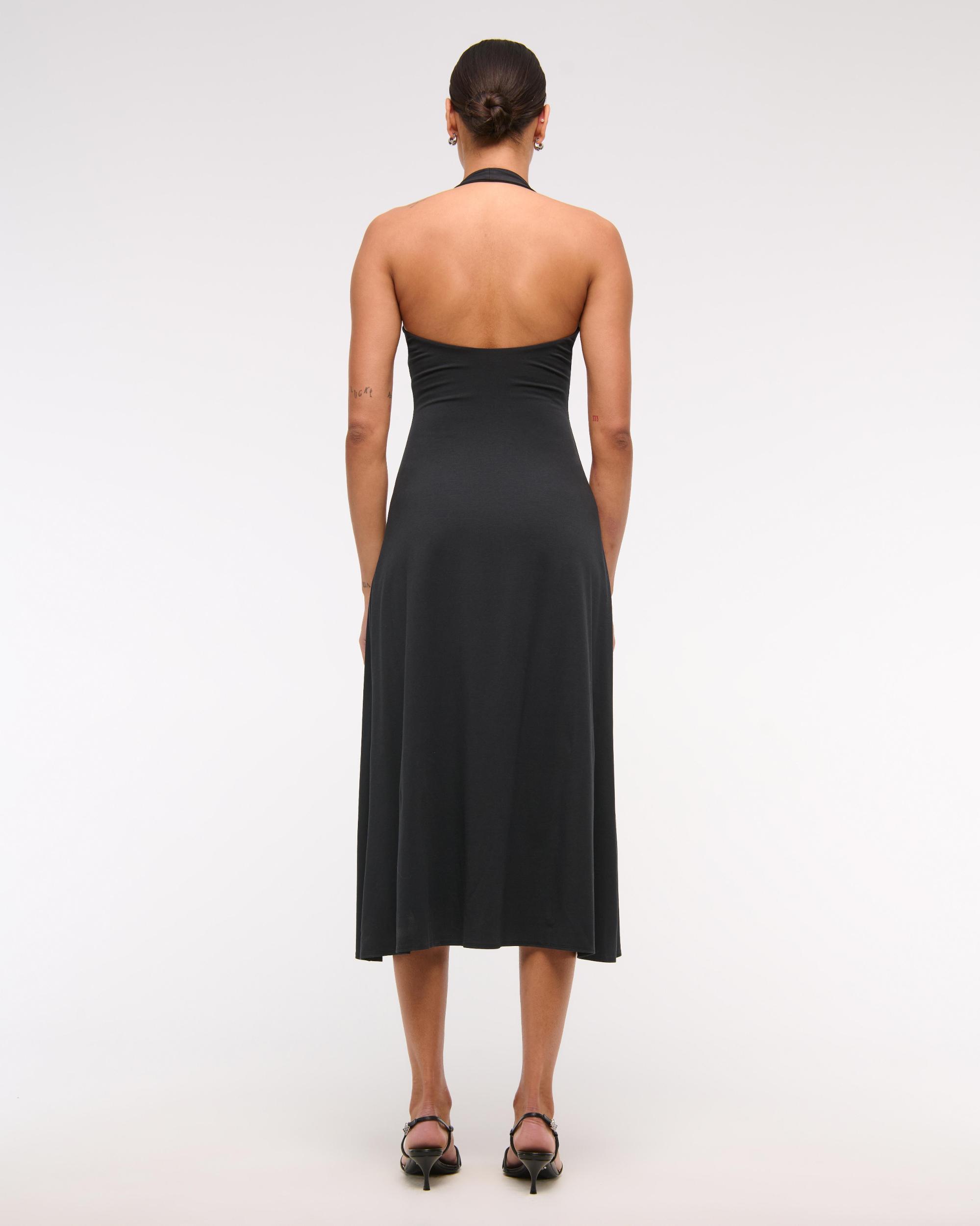 Bra-Free Cutout Halter Midi Dress Product Image