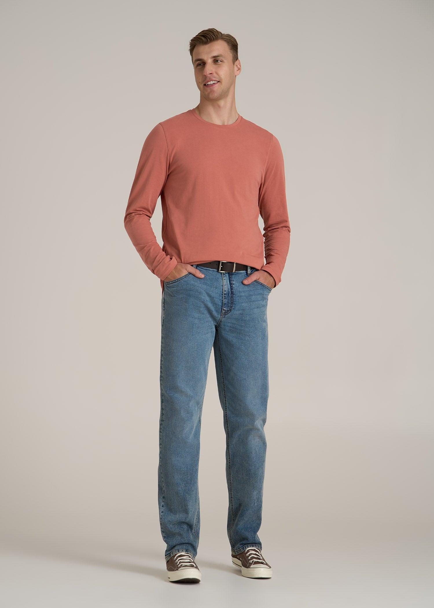 The Essential MODERN-FIT Crewneck Long Sleeve Tall Men's Tee in Persimmon Product Image