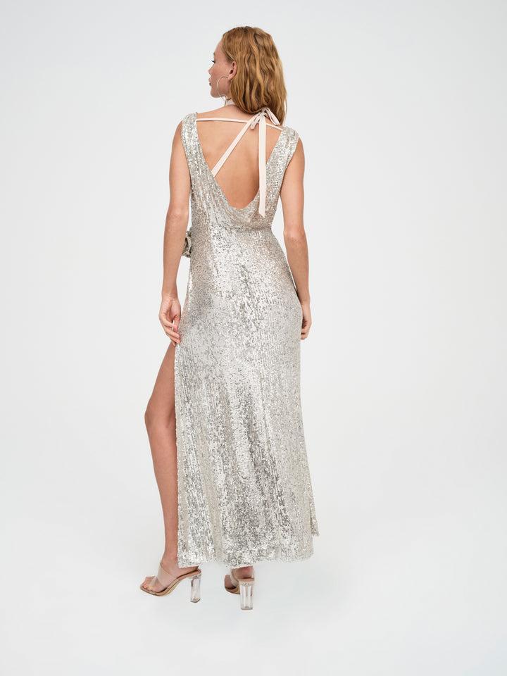 Tia Maxi Dress — Silver Product Image
