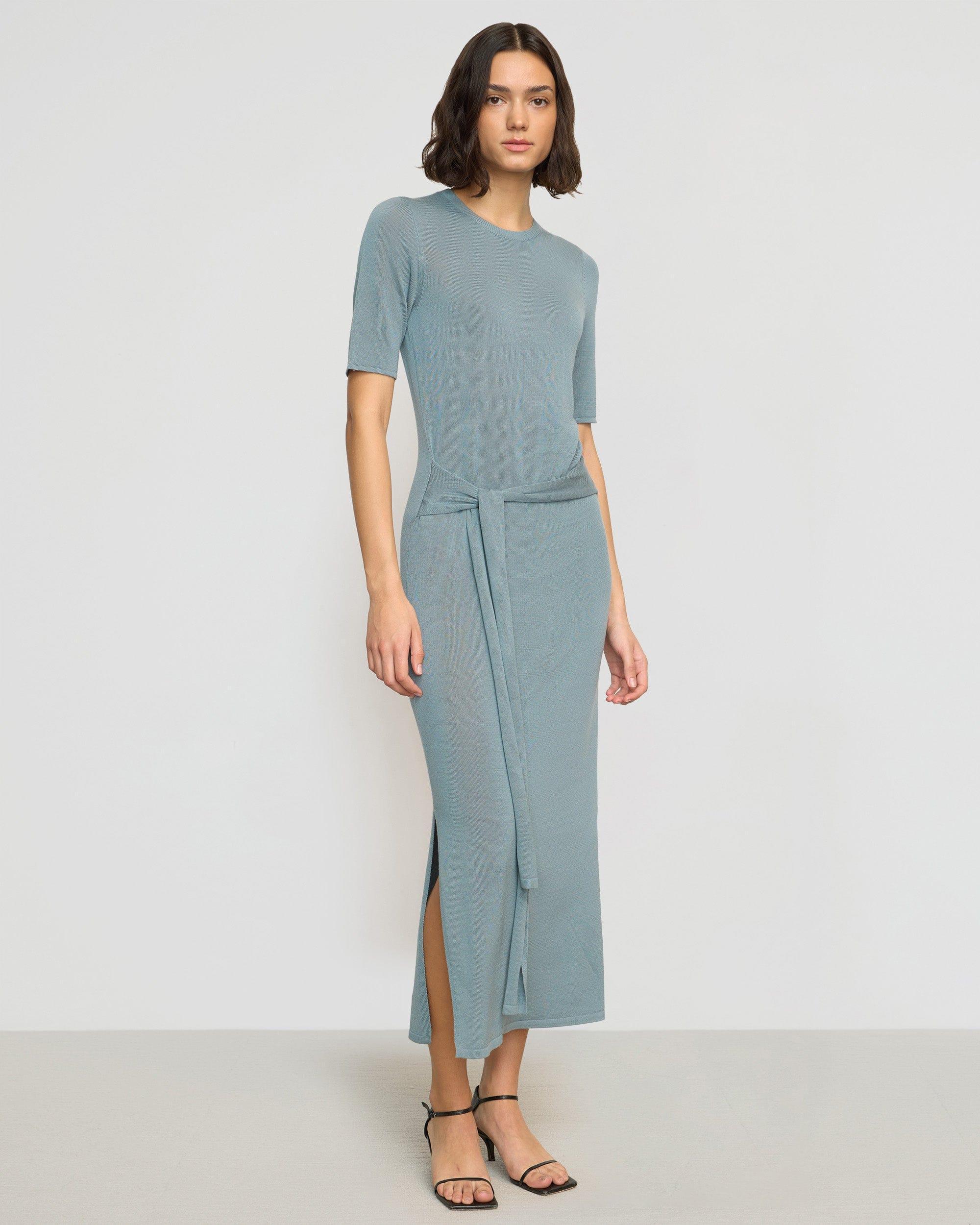 Larkyn Tie-Front Semi-Sheer Tencel-Wool Dress Product Image