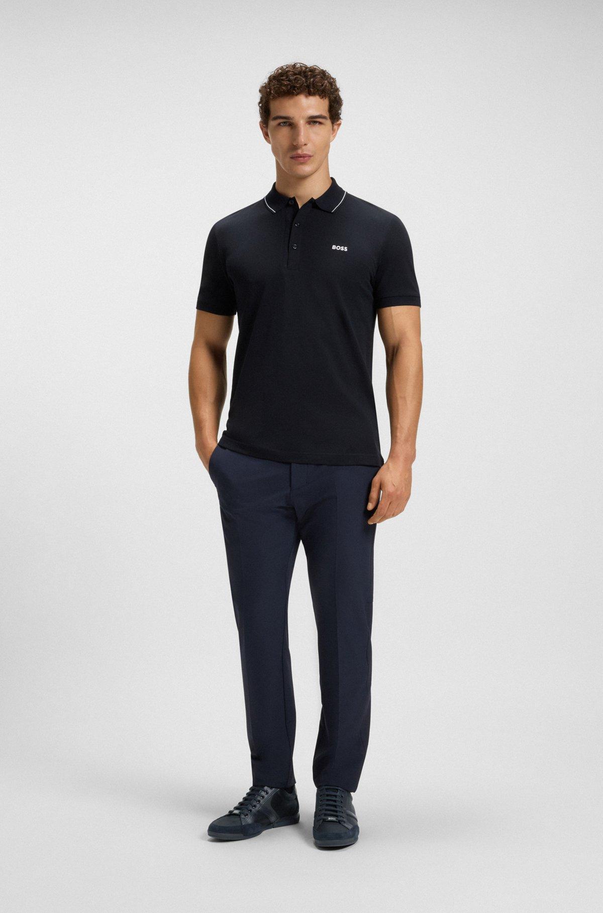 BOSS - Mixed-material trainers with suede and faux leather - Dark Blue Product Image