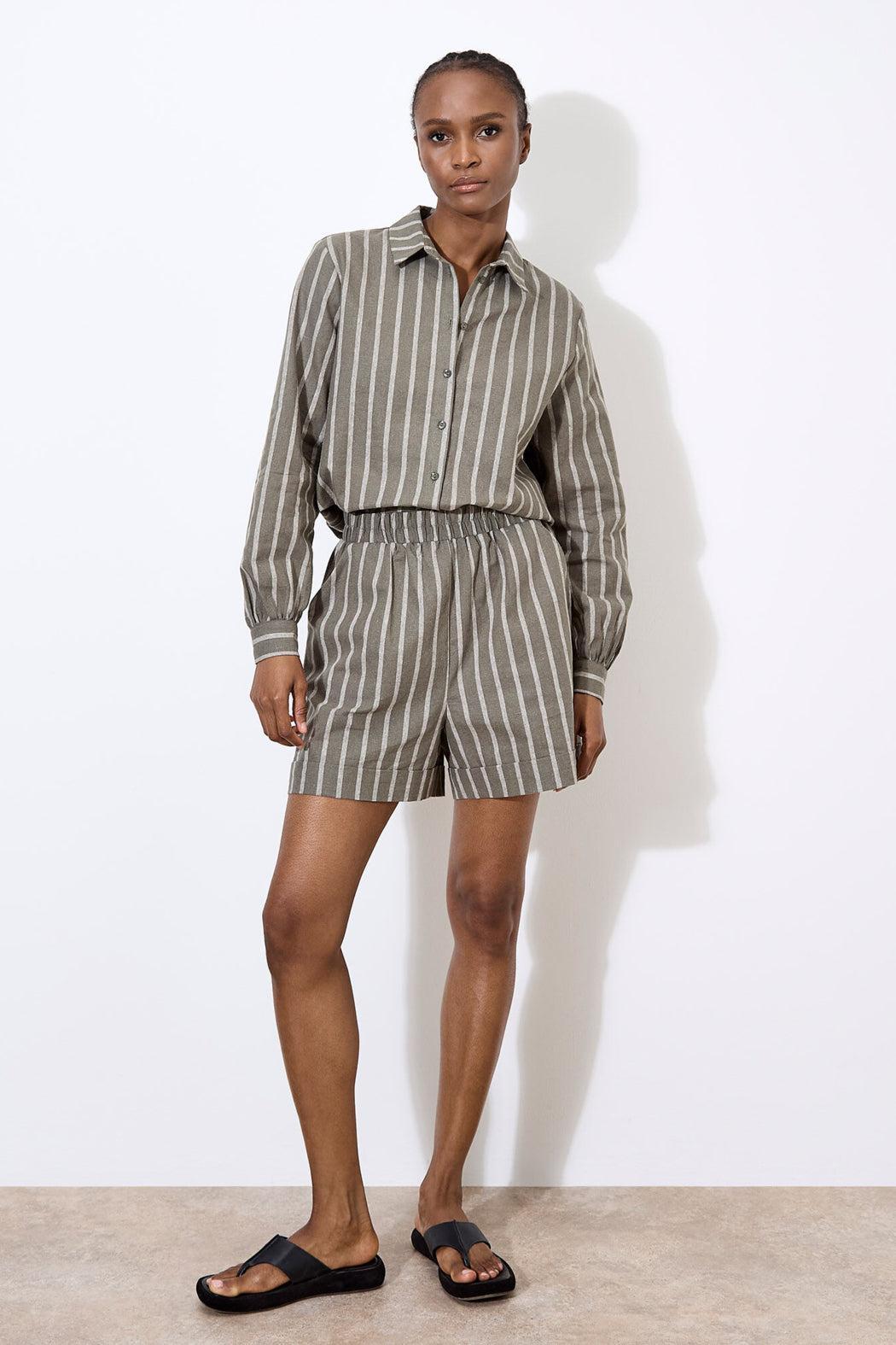 Striped Linen Shorts Product Image