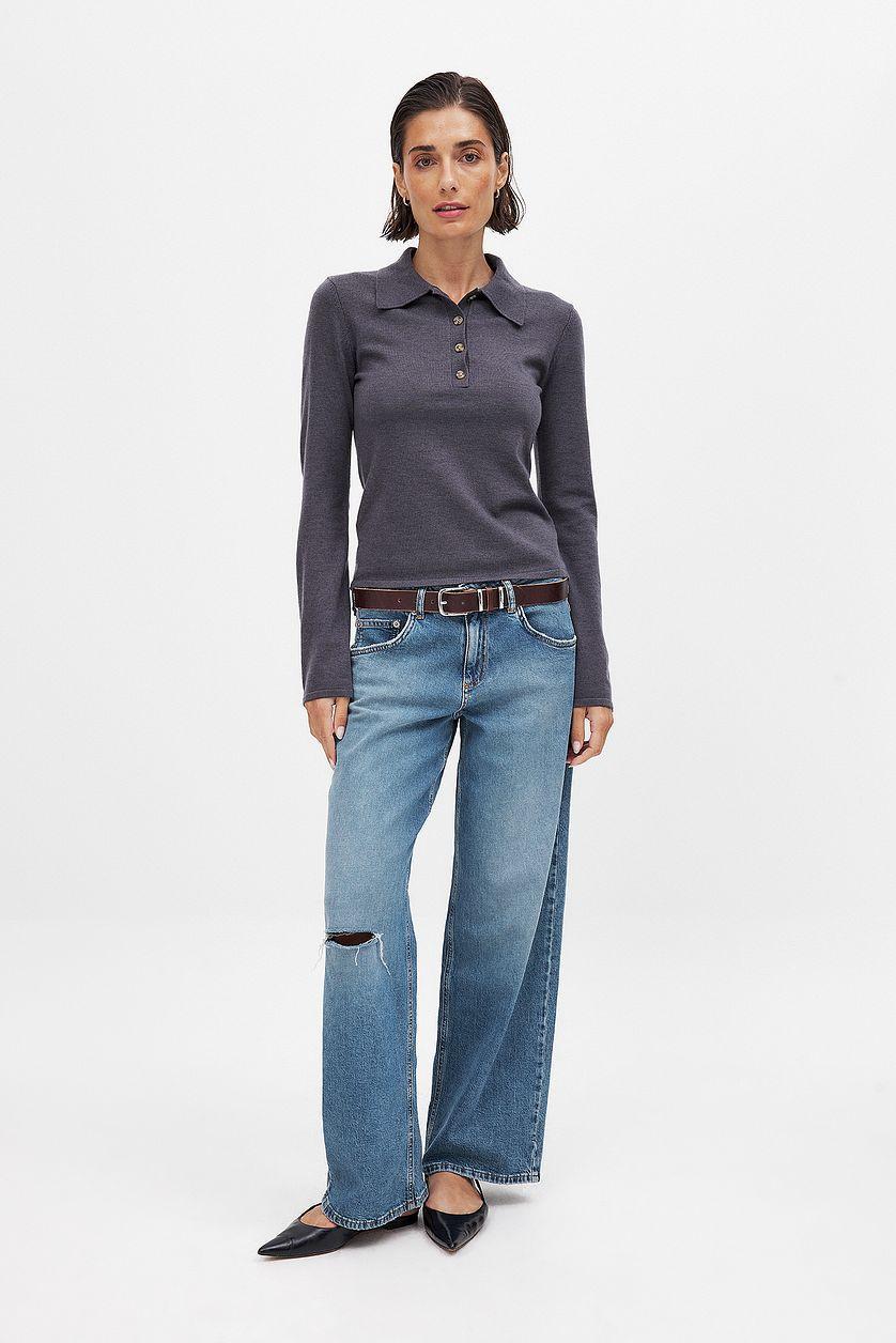 Wide Leg Mid Waist Jeans Product Image