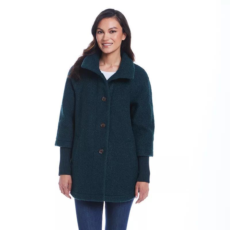 Women's Weathercast Button Front Boucle Topper Coat with Knit Sleeves, Size: Small, Toffee Product Image