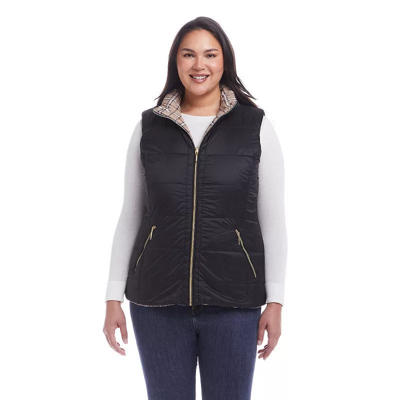Plus Size Weathercast Reversible Plaid Quilted Vest, Women's, Size: 1XL, Red Pepper Product Image