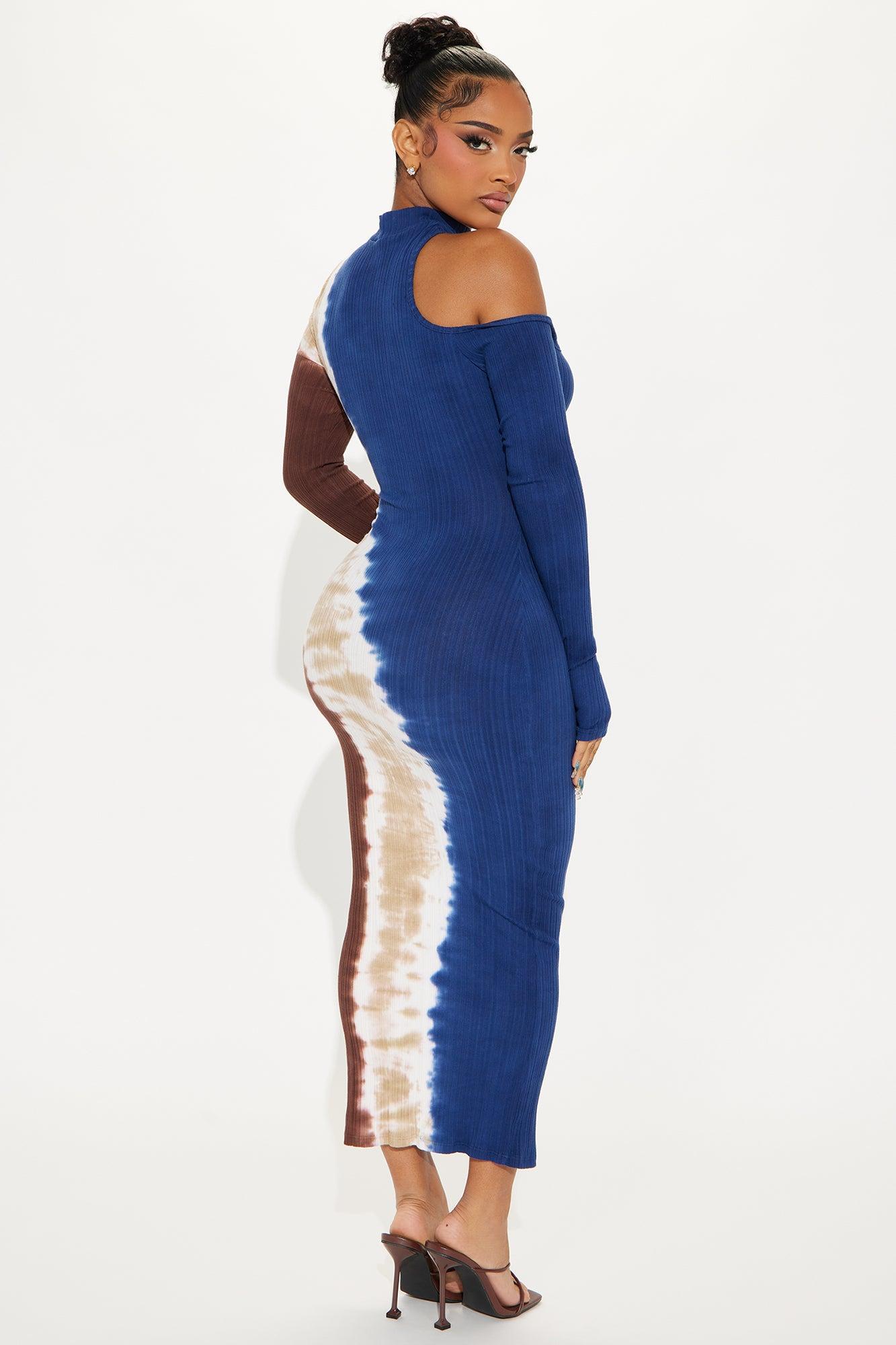 Splash of Tie Dye Midi Dress - Navy/combo Product Image