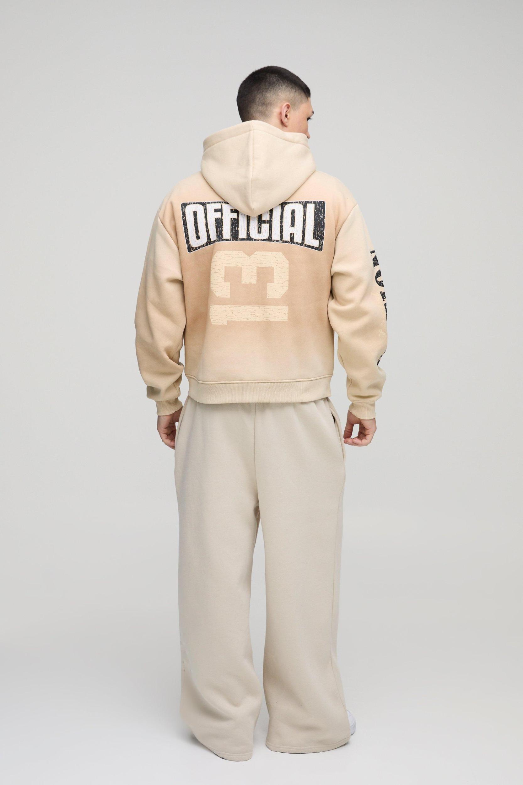Oversized Boxy Zip Through Spray Wash Official Moto Hoodie | boohooMAN USA Product Image