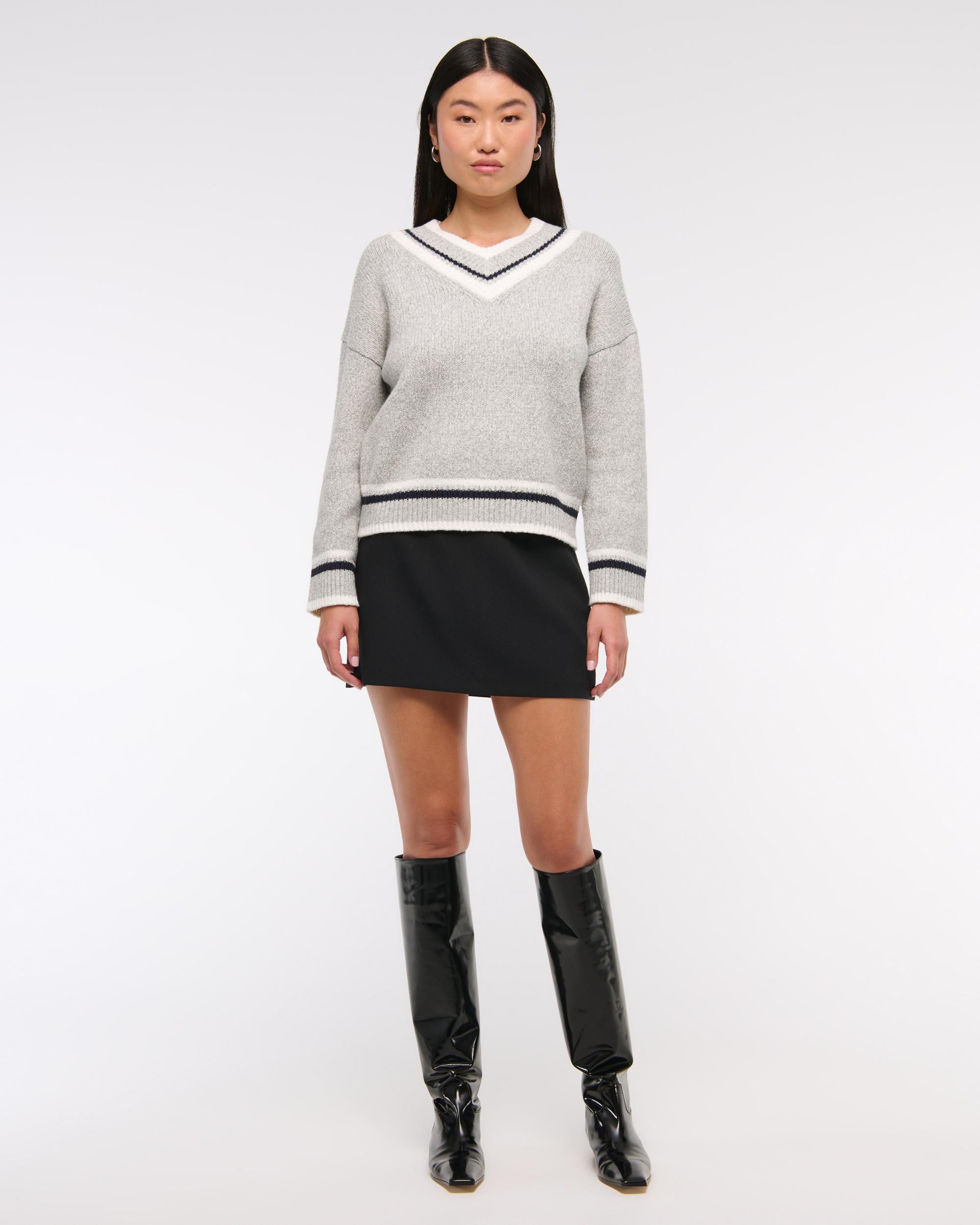 Relaxed Textural V-Neck Sweater Product Image