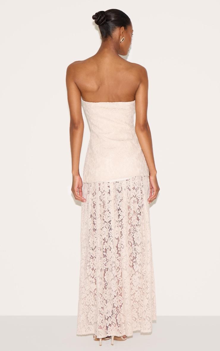 Cream Lace Sheer Skirt Panel Bandeau Midaxi Dress Product Image