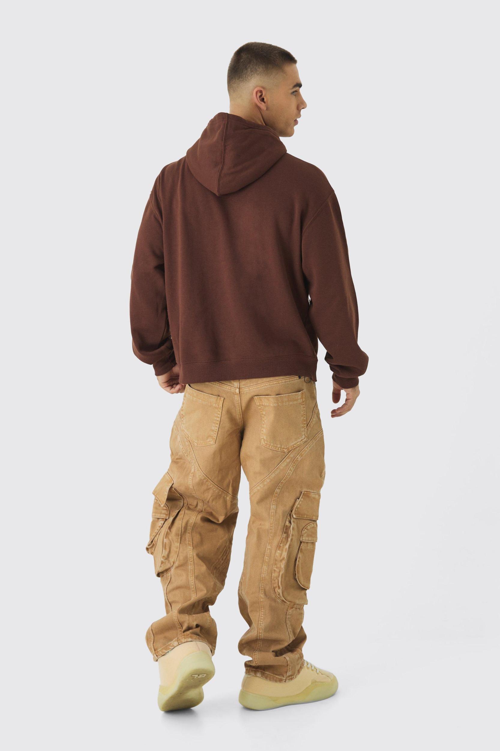 Relaxed Heavyweight Twill Panelled Cargo Pants | boohooMAN USA Product Image