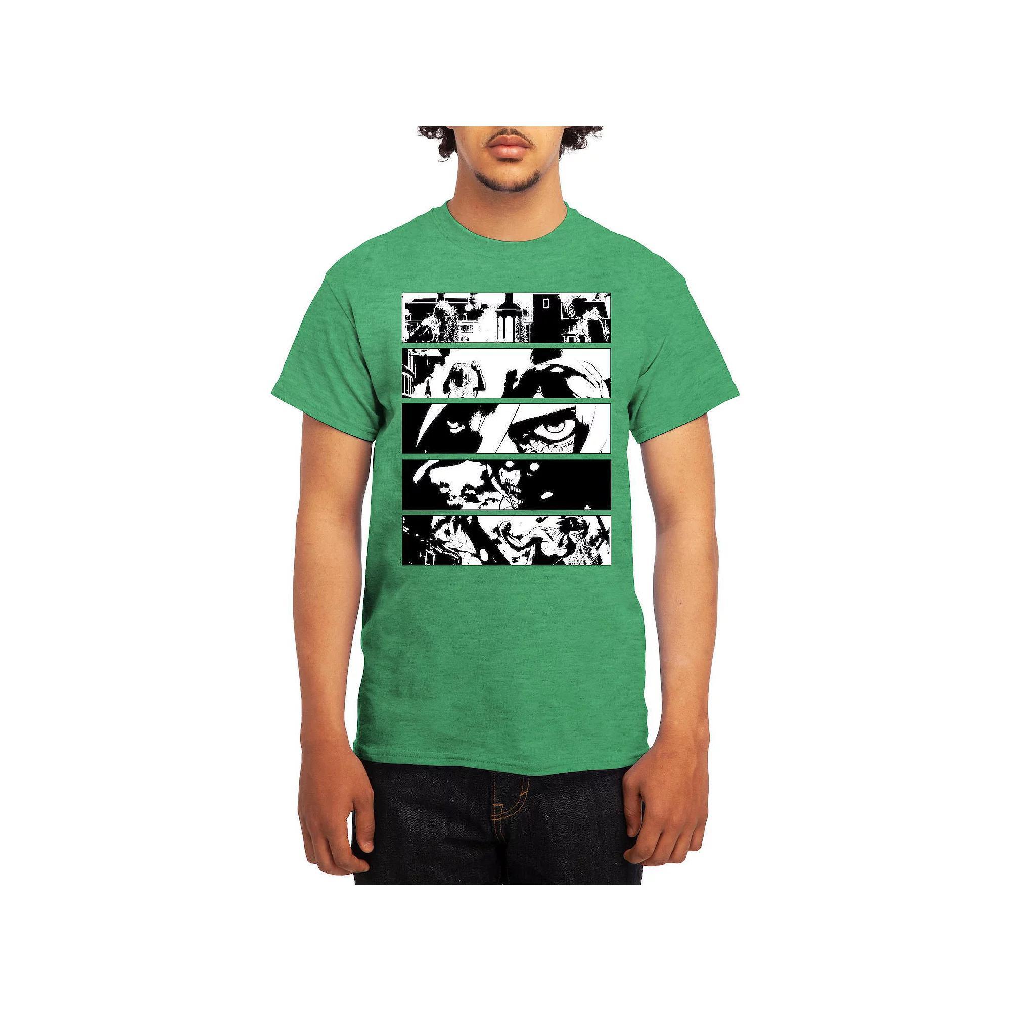 Men's Attack on Titan Black & White Battle Layout Tee, Size: XXL, Grey Red Product Image