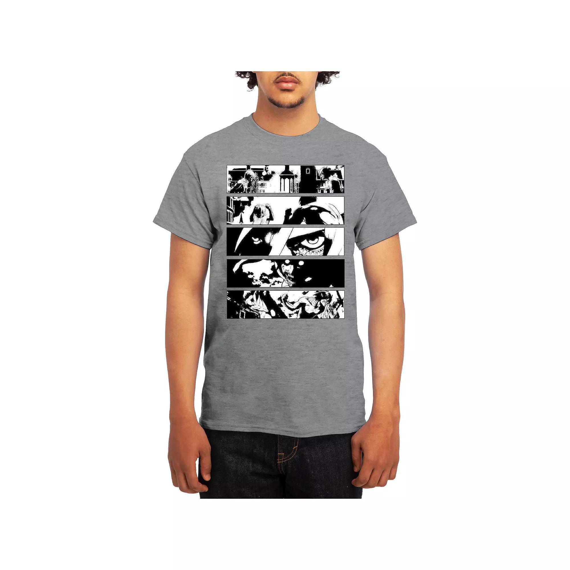 Men's Attack on Titan Black & White Battle Layout Tee, Size: XXL, Grey Red Product Image