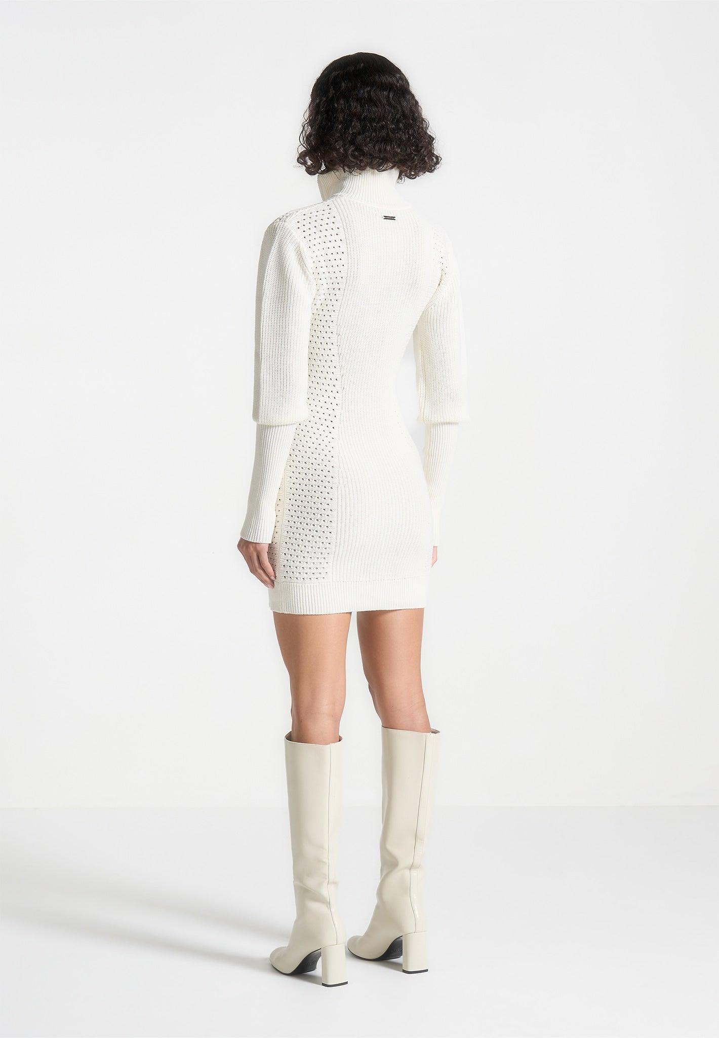 Chunky Knit Contour Jumper Dress - Off White Female Product Image