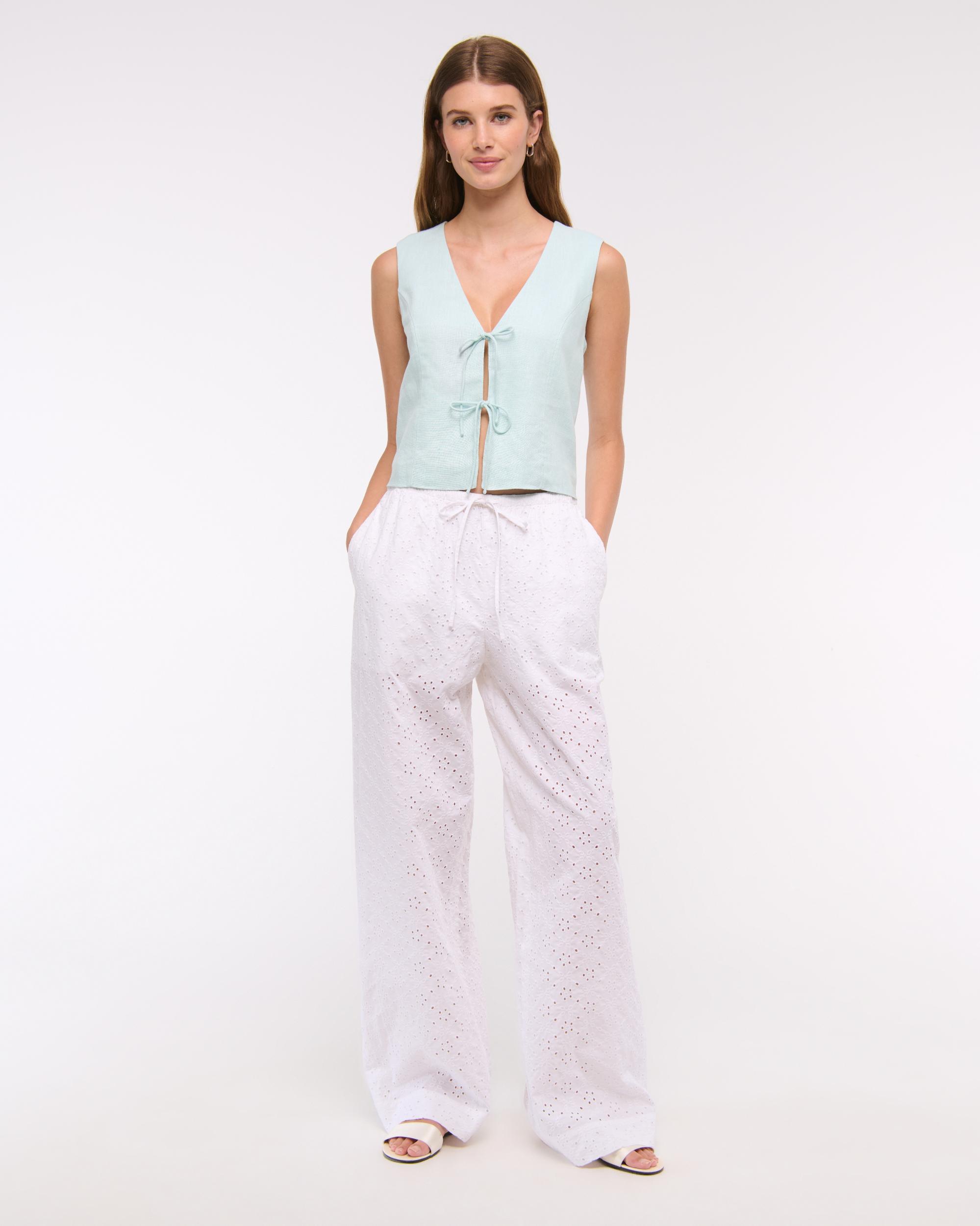 Tie-Front Linen-Blend Vest Product Image