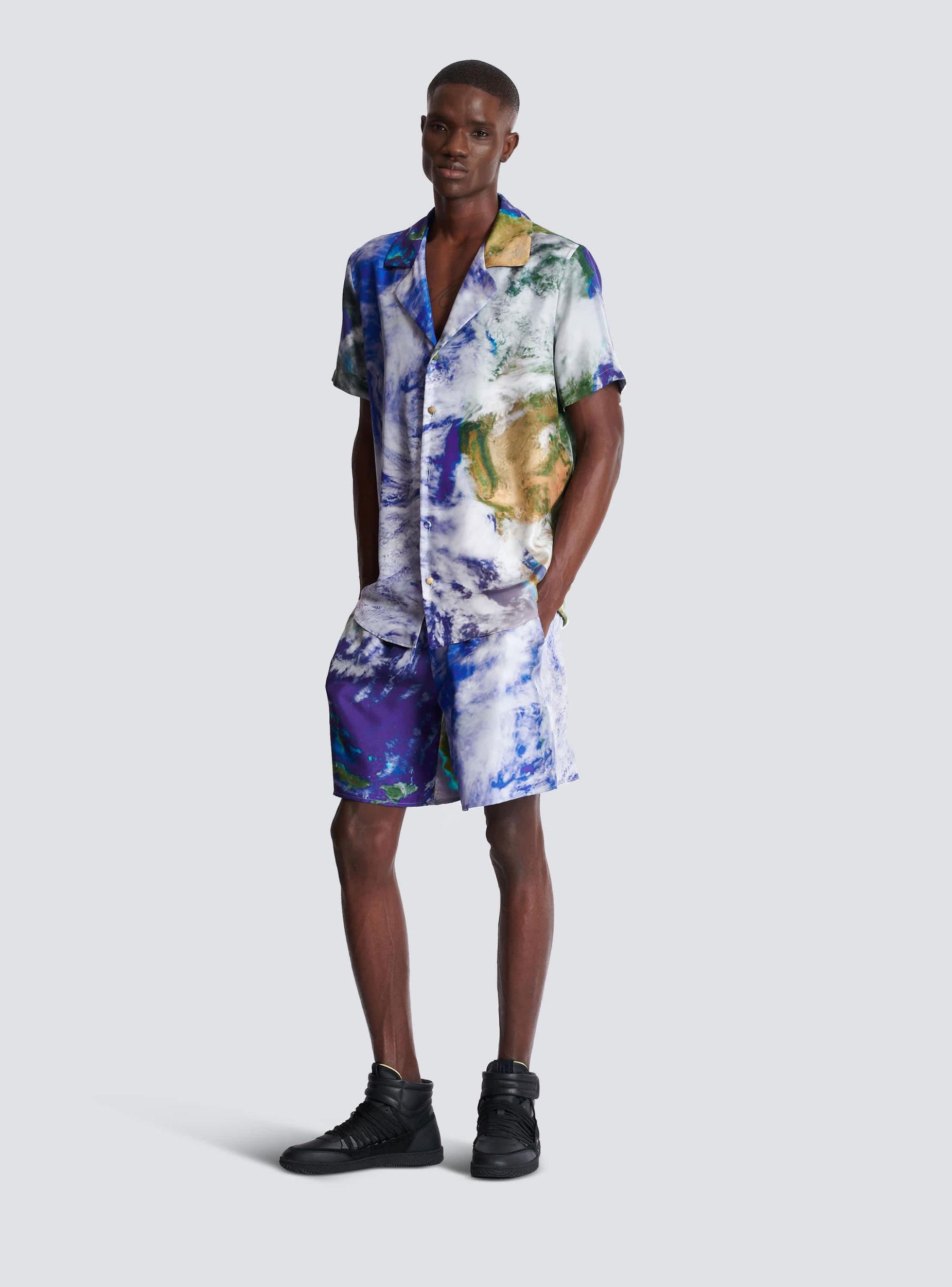 Silk shorts with Earth print Product Image