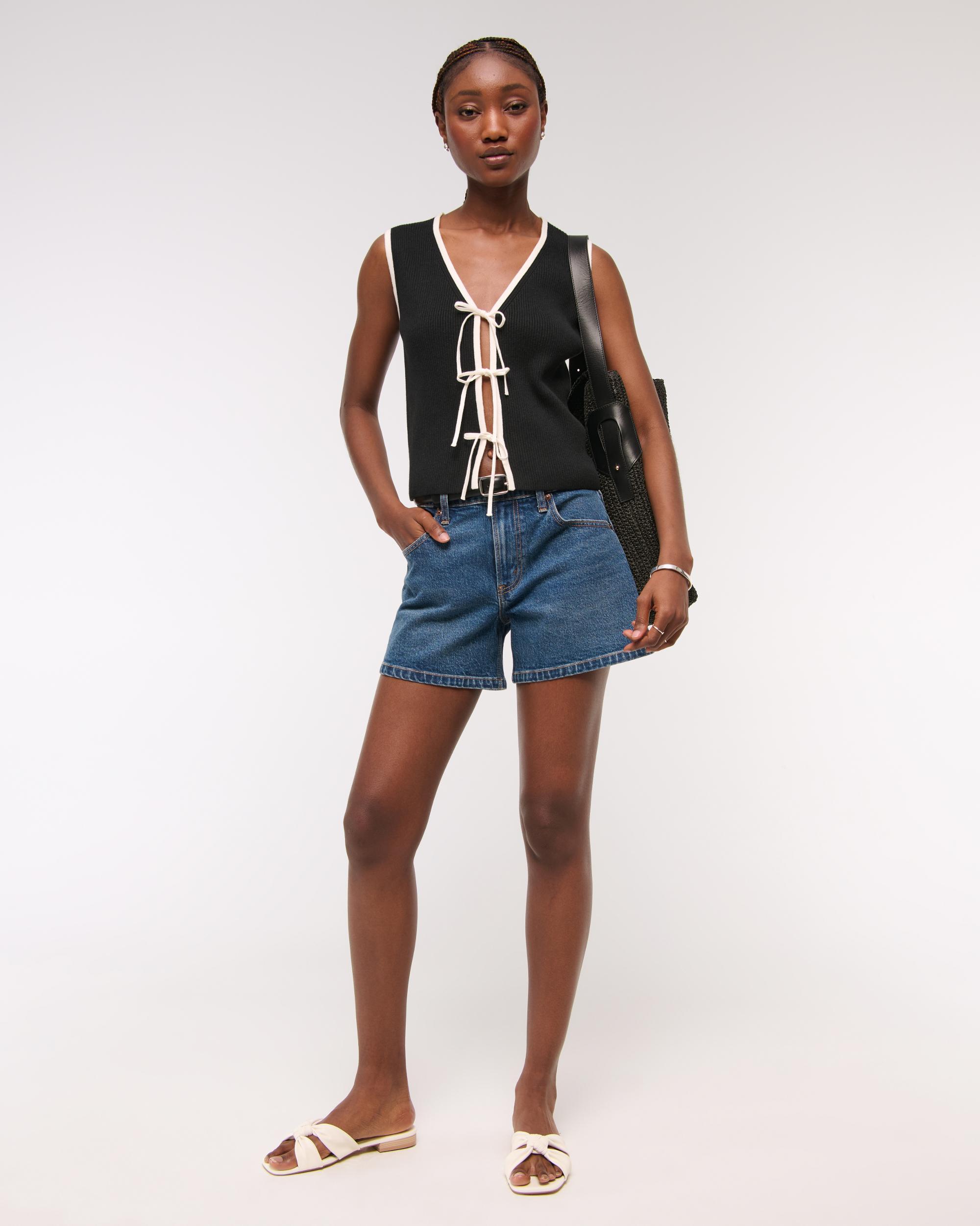 Tie-Front V-Neck Sweater Vest Product Image