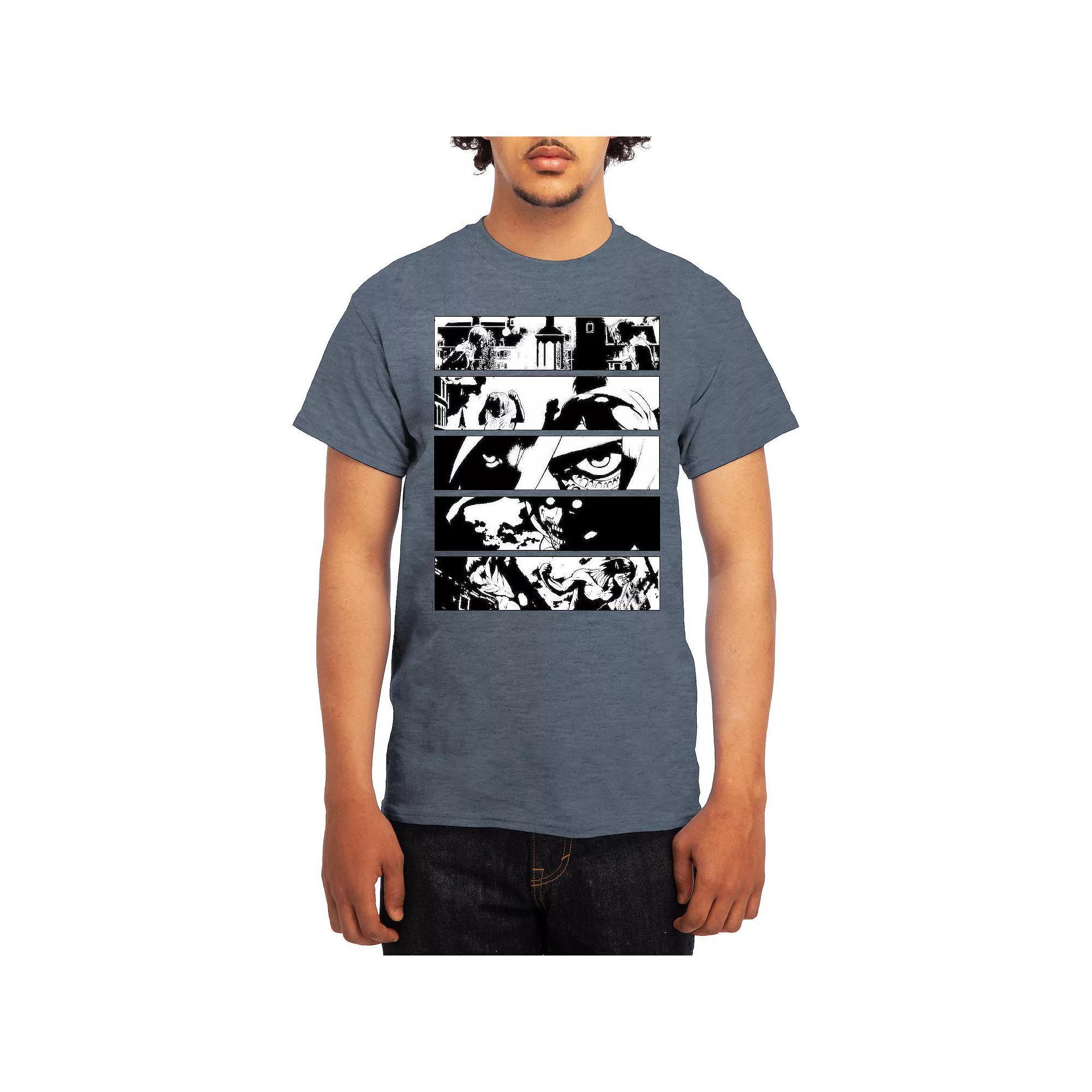 Men's Attack on Titan Black & White Battle Layout Tee, Size: XXL, Grey Red Product Image