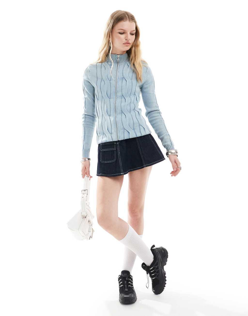 Reclaimed Vintage zip up cable sweater Product Image