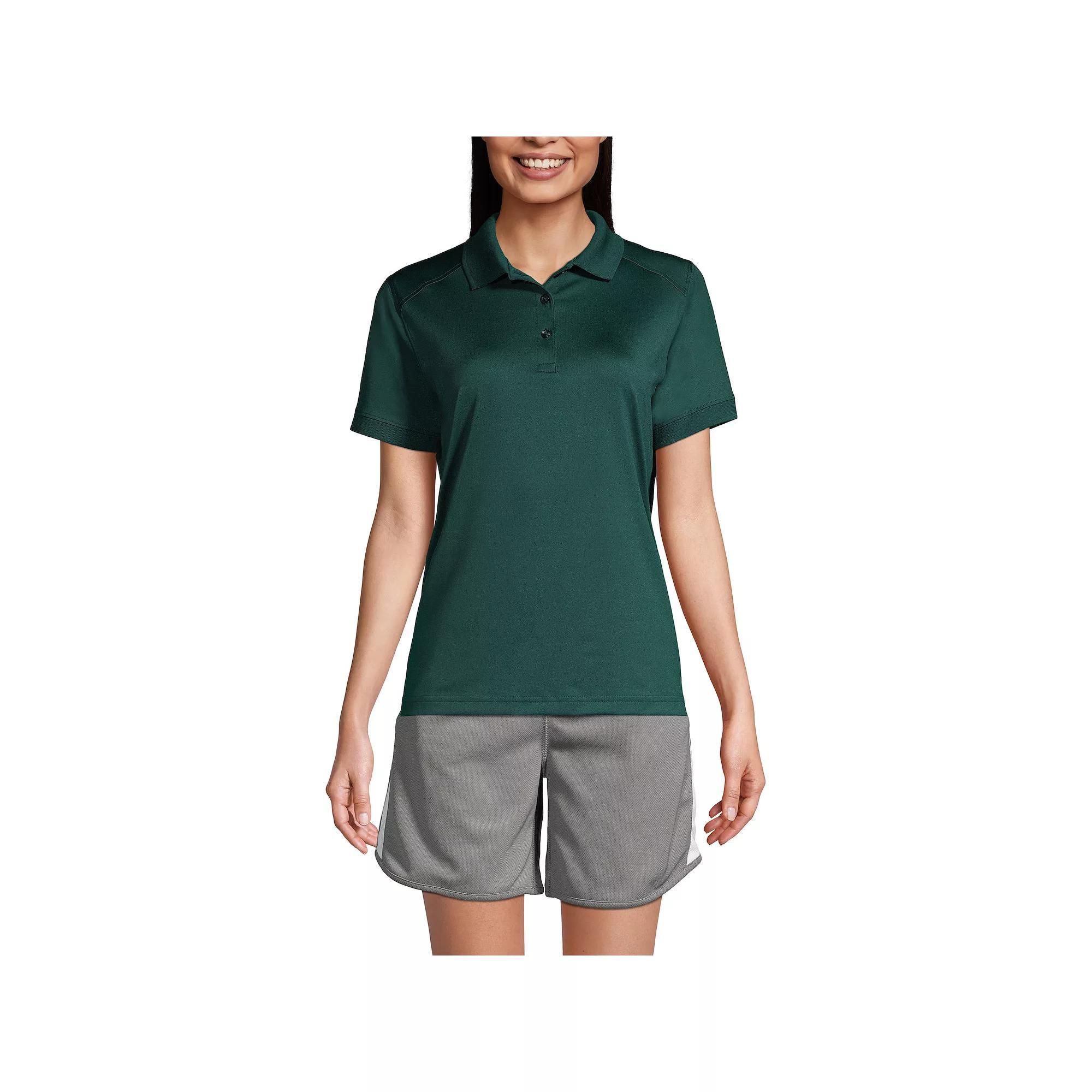 Women's Lands' End Short Sleeve Rapid Dry Polo Shirt, Size: Large, Blue Product Image