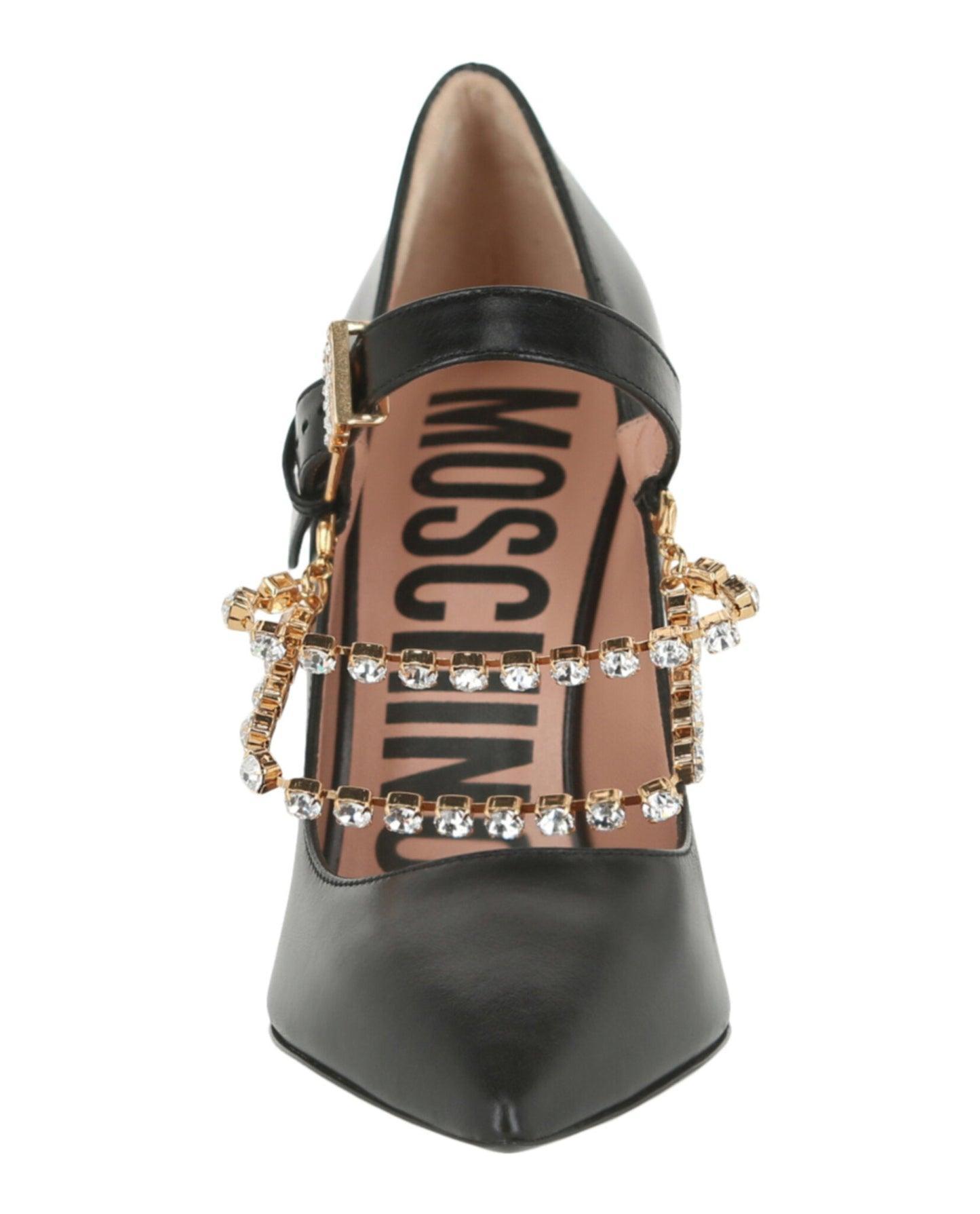 Moschino Rhinestone-Embellished Leather Pumps Product Image