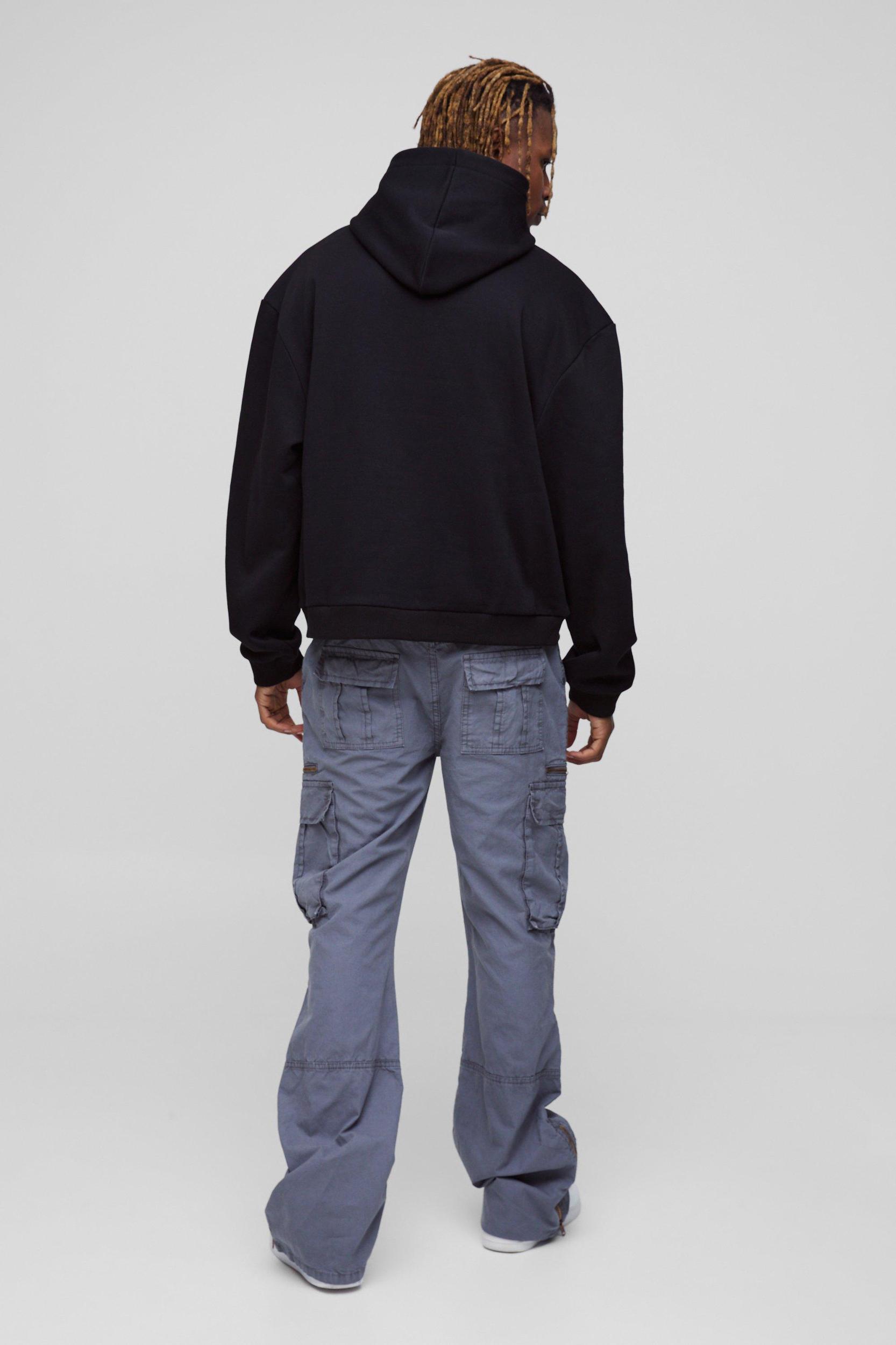 Tall Slim Flare Zip Gusset Overdye Acid Wash Cargo Pants | boohooMAN USA Product Image