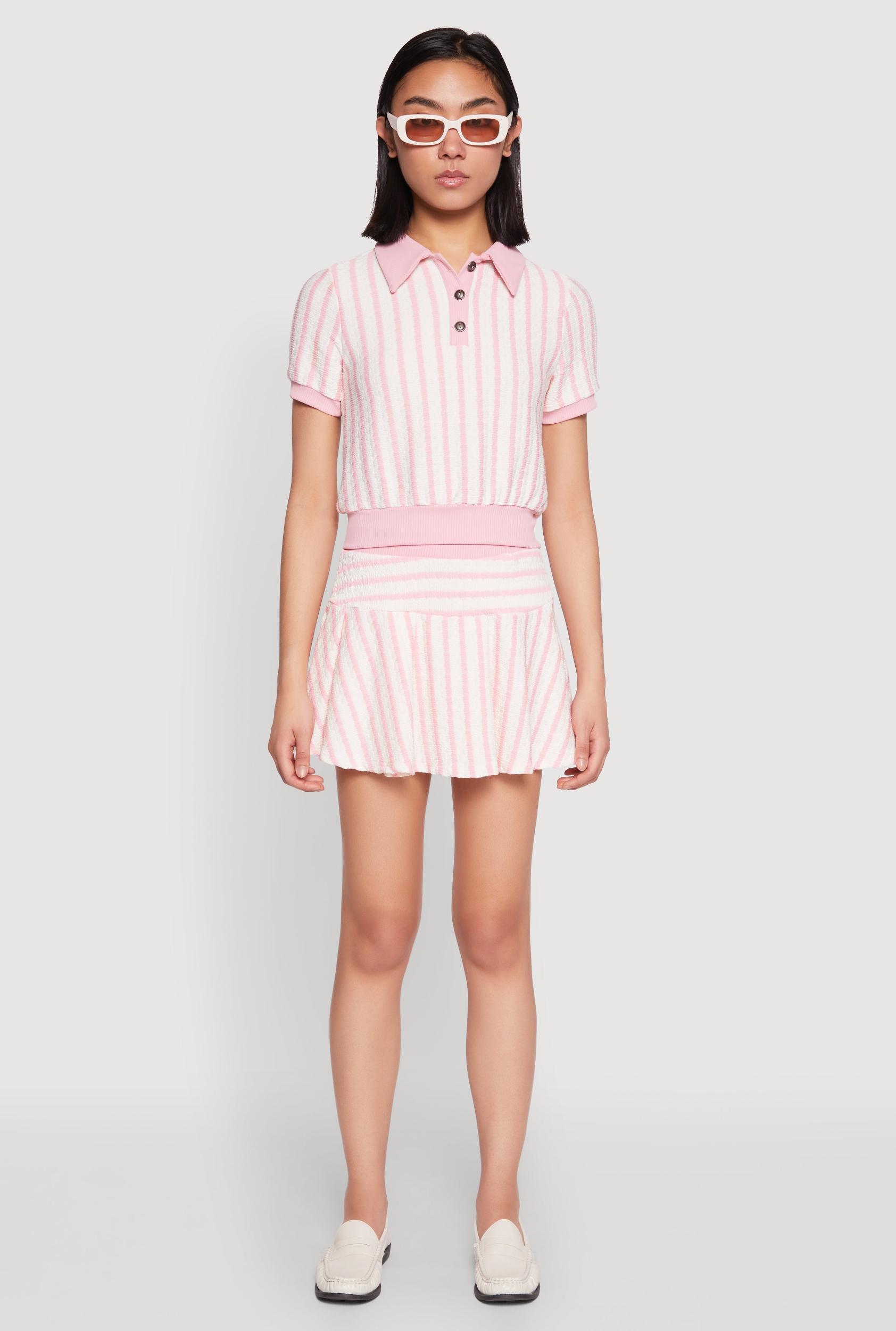 Womens Textured Knit Striped Mini Skirt Product Image