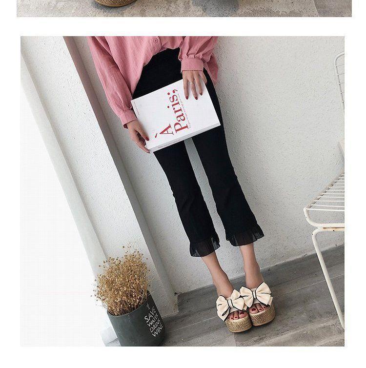 Bow Platform Wedge Slide Sandals Product Image