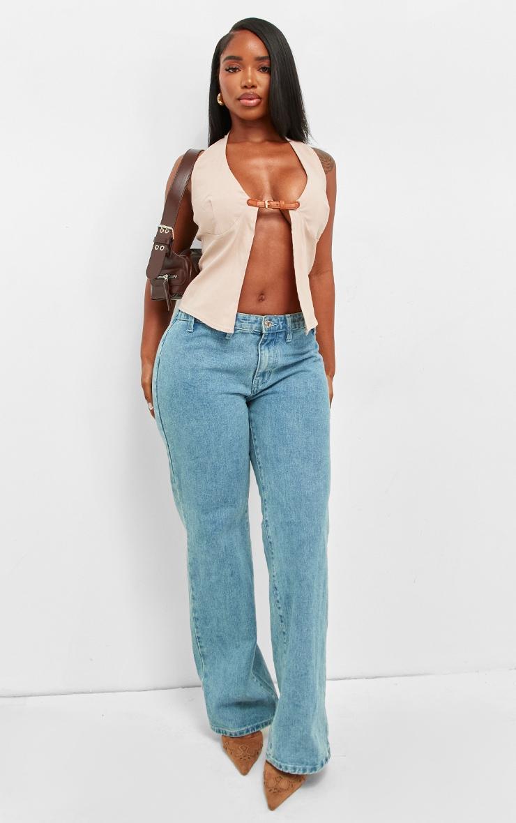 Shape Stone Stretch Woven Buckle Halterneck Top Product Image